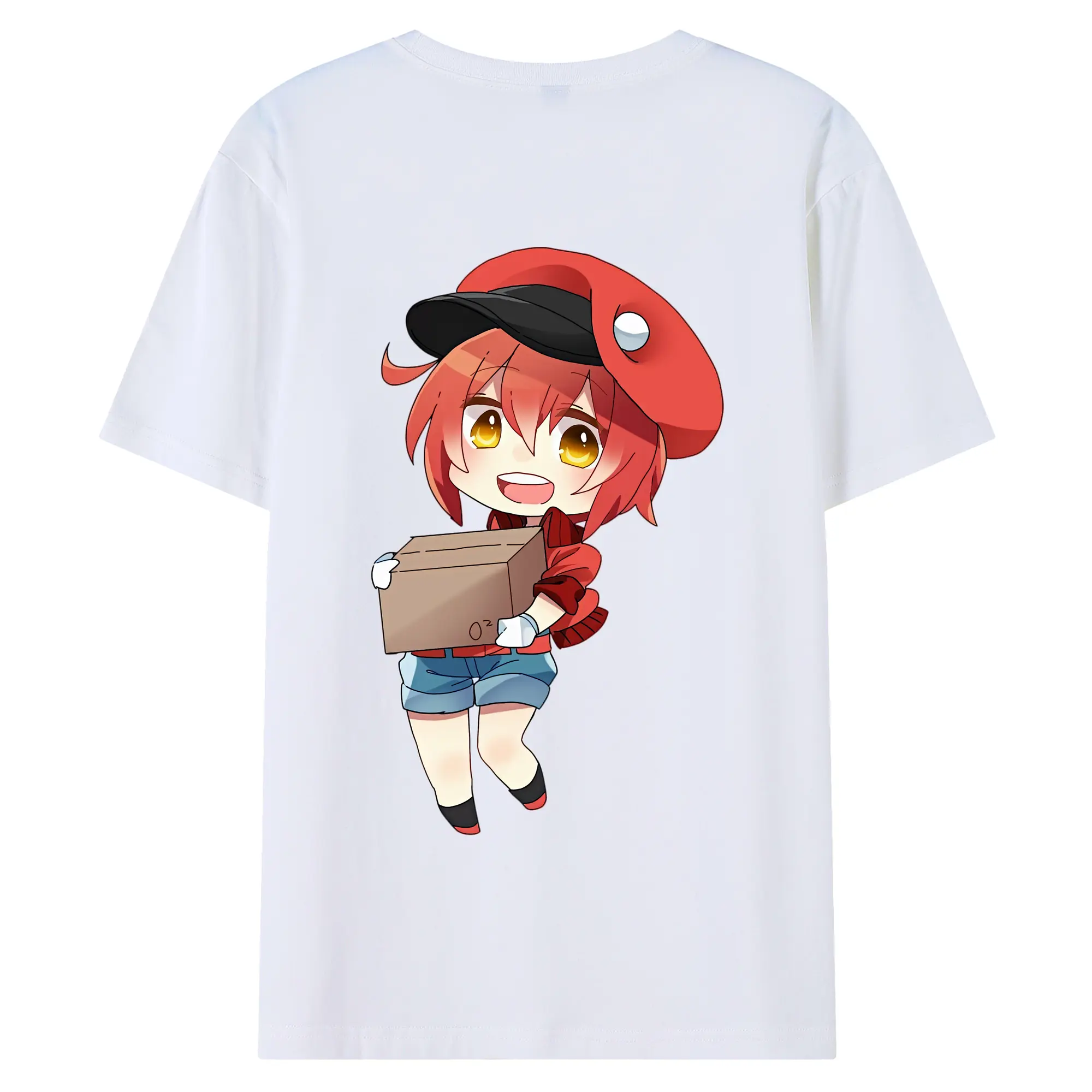 はたらく細胞 グッズ,赤血球 - 綿100％ 半袖Tシャツ ・ バックプリント ・ 快適 通気性 ・ 日常使い 散歩 スポーツ用