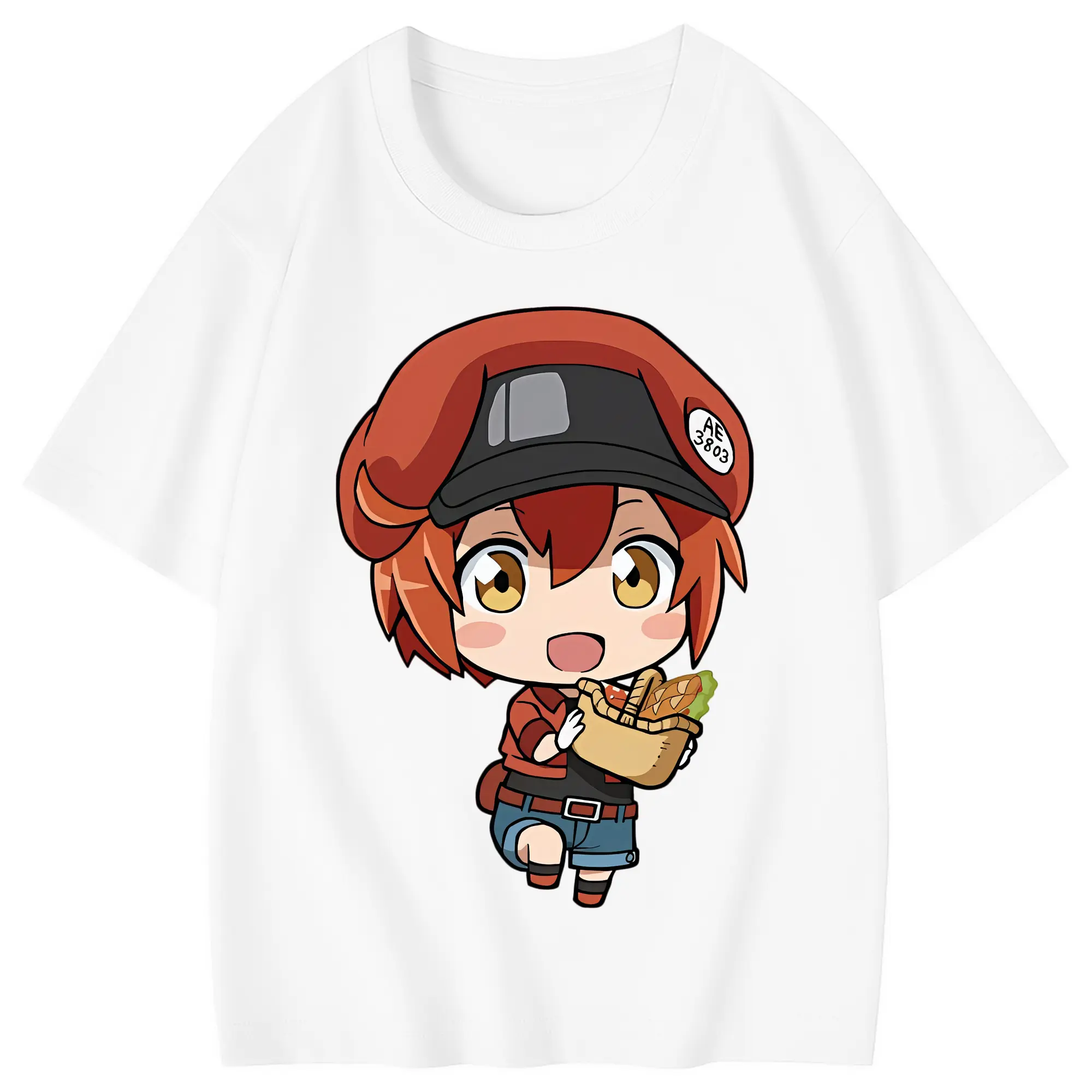 はたらく細胞 グッズ,赤血球 - 綿100％ キッズTシャツ ・ フロントプリント ・ 快適 通気性 ・ スポーツ カジュアル 散歩用