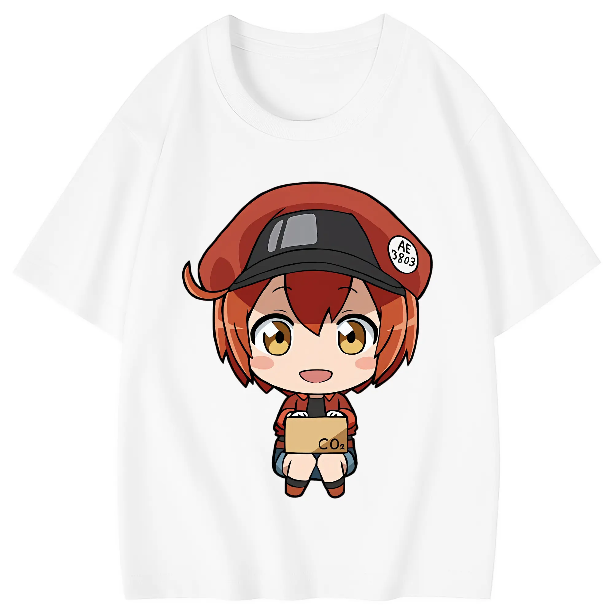 はたらく細胞 グッズ,赤血球 - 綿100％ キッズTシャツ ・ フロントプリント ・ 快適 通気性 ・ スポーツ カジュアル 散歩用