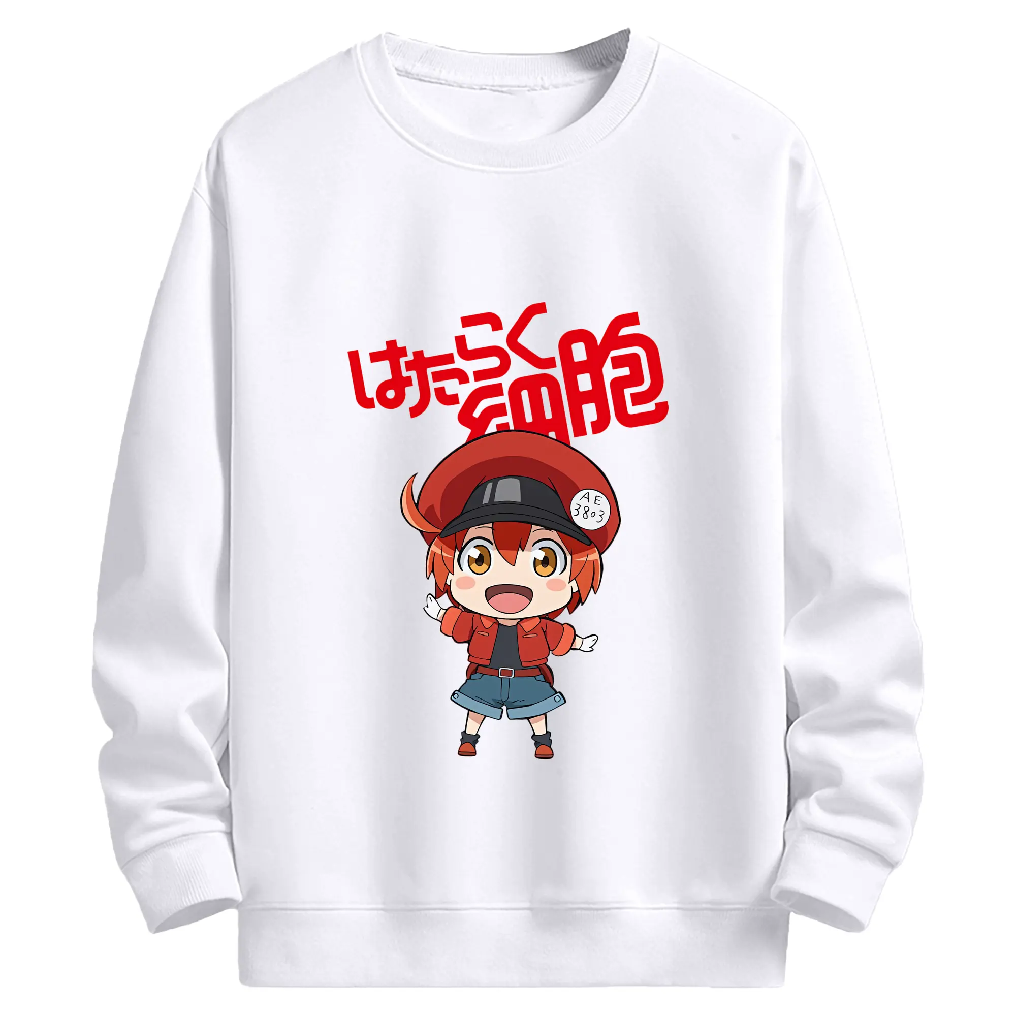 はたらく細胞 グッズ,赤血球 - 高品質 クルーネック スウェット ・ コットン59％ ポリエステル41％ ・ ユニセックス 長袖 トレーナー ・ カジュアル デイリー スポーツ 散歩用