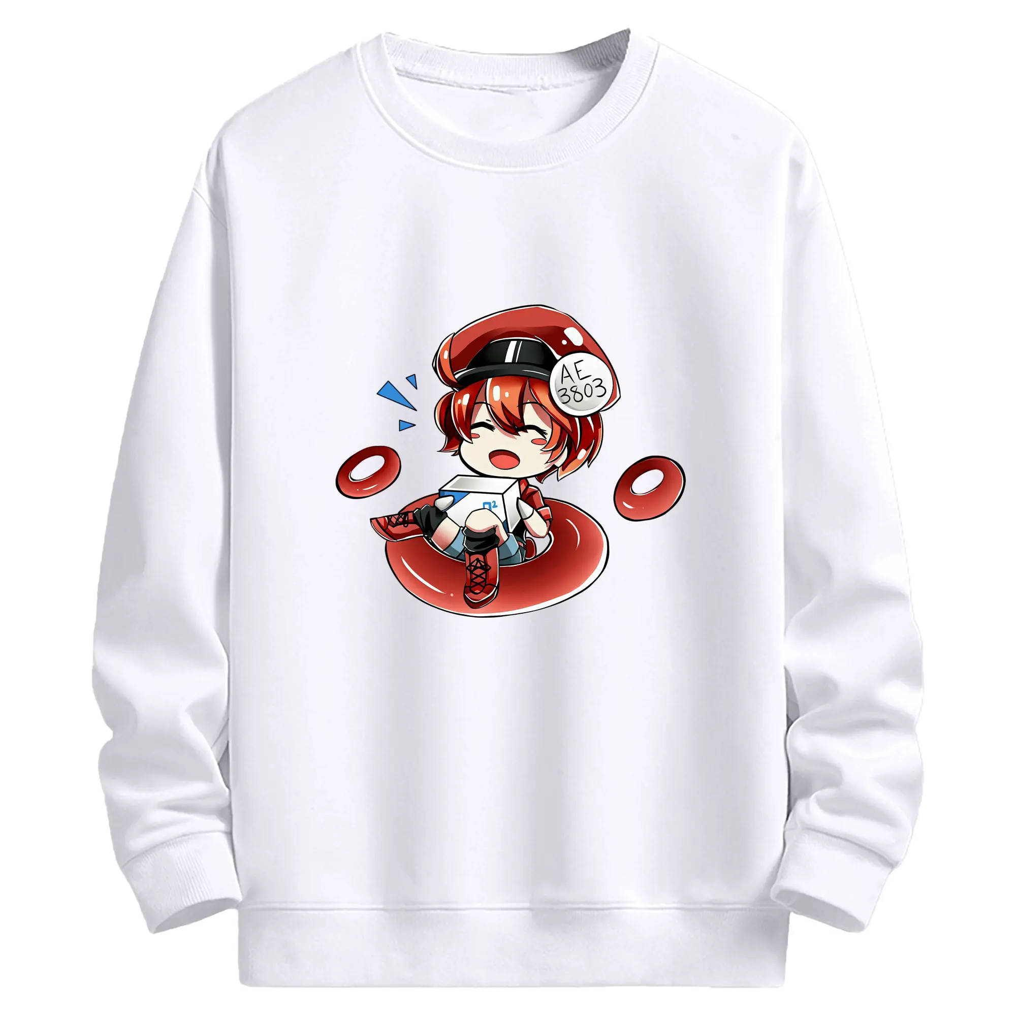 はたらく細胞 グッズ,赤血球 - 高品質 クルーネック スウェット ・ コットン59％ ポリエステル41％ ・ ユニセックス 長袖 トレーナー ・ カジュアル デイリー スポーツ 散歩用