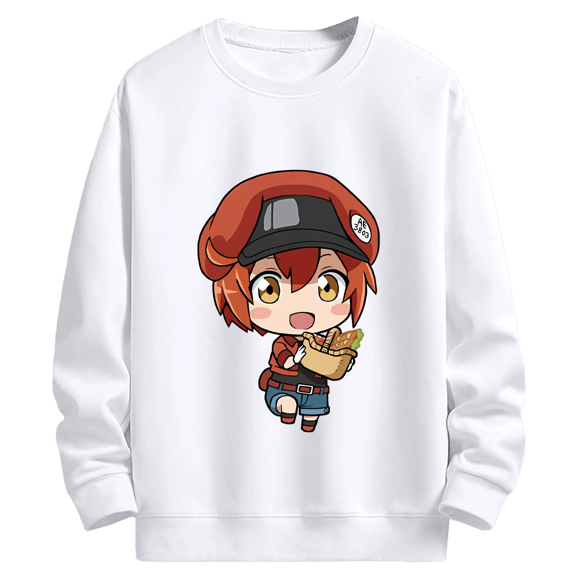 はたらく細胞 グッズ,赤血球 - 高品質 クルーネック スウェット ・ コットン59％ ポリエステル41％ ・ ユニセックス 長袖 トレーナー ・ カジュアル デイリー スポーツ 散歩用