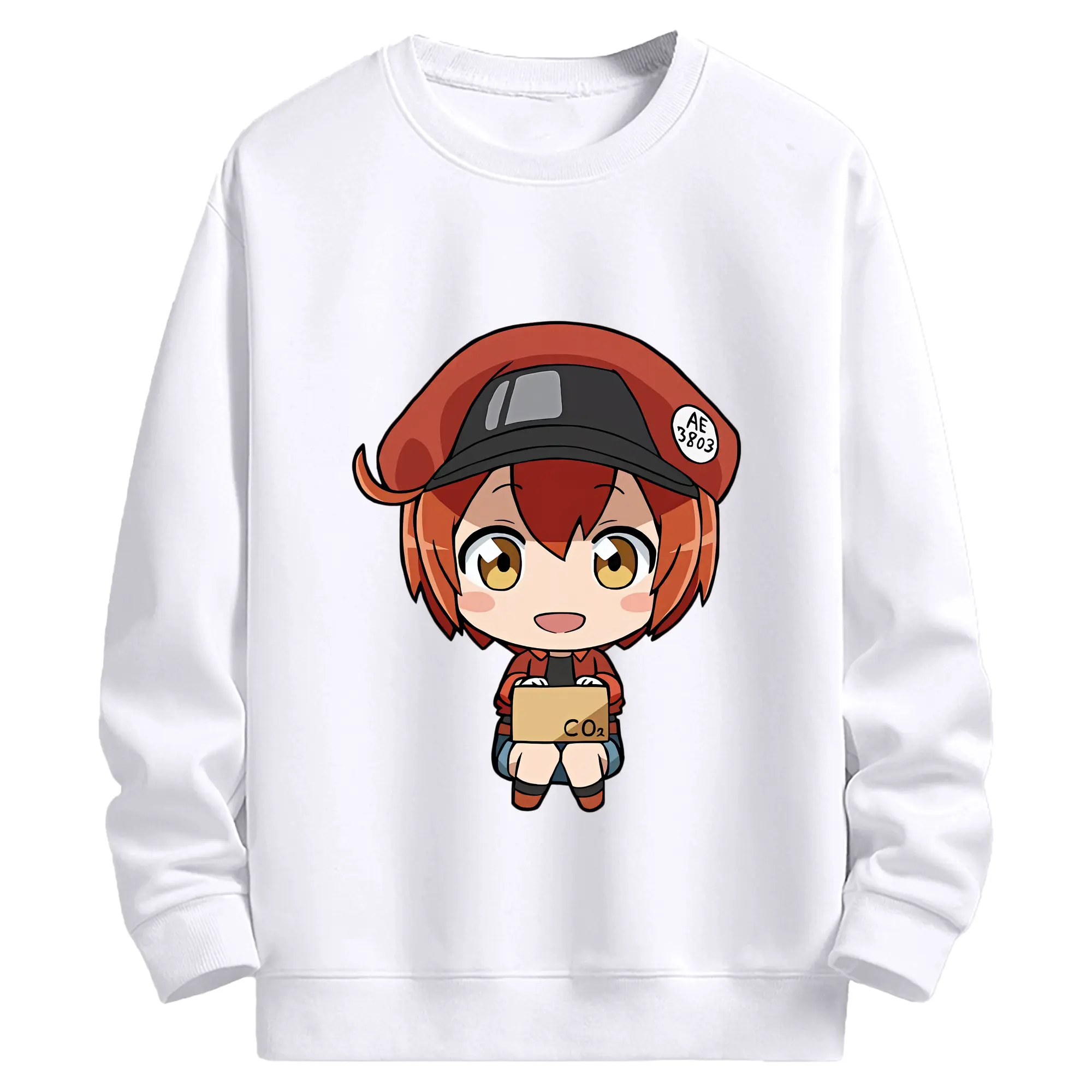 はたらく細胞 グッズ,赤血球 - 高品質 クルーネック スウェット ・ コットン59％ ポリエステル41％ ・ ユニセックス 長袖 トレーナー ・ カジュアル デイリー スポーツ 散歩用