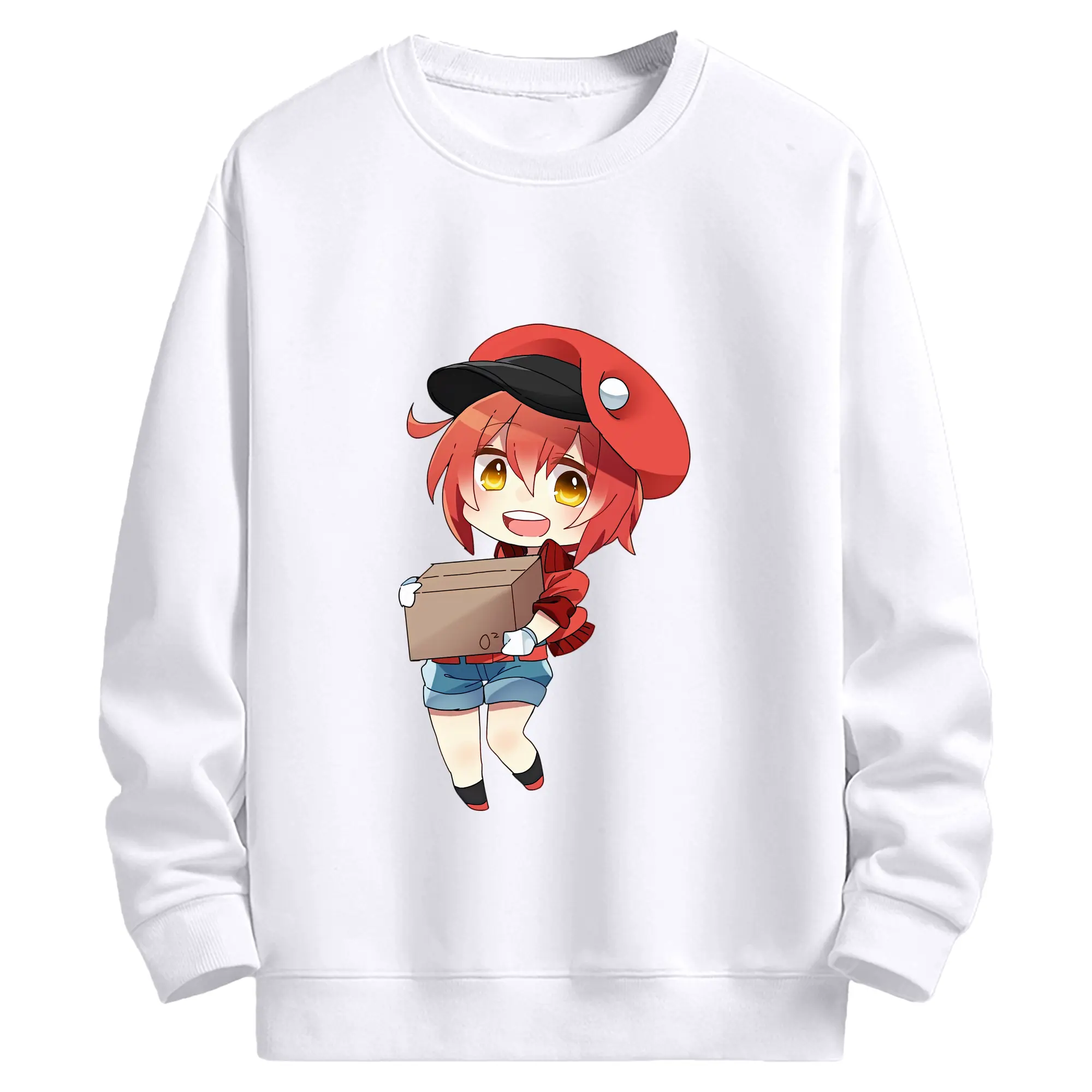 はたらく細胞 グッズ,赤血球 - 高品質 クルーネック スウェット ・ コットン59％ ポリエステル41％ ・ ユニセックス 長袖 トレーナー ・ カジュアル デイリー スポーツ 散歩用