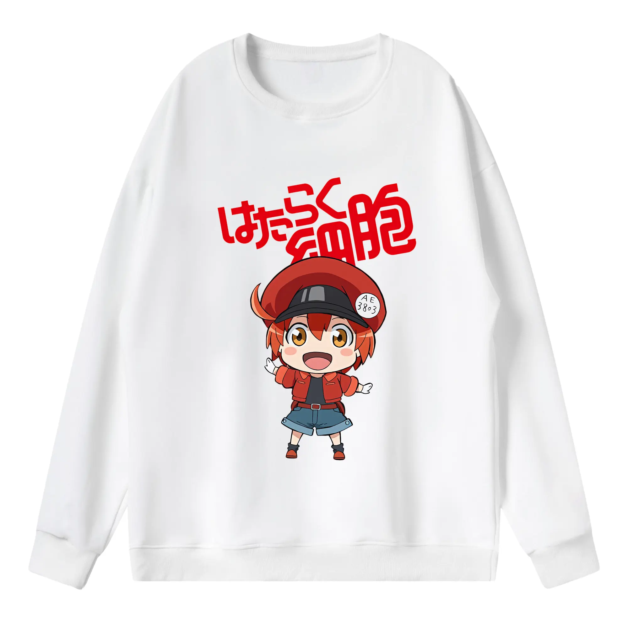 はたらく細胞 グッズ,赤血球 - 薄手 クルーネック スウェット 裏毛260g · ポリエステル 春秋向け カジュアル 男女兼用 · トレーナー デイリー スポーツ 散歩に最適