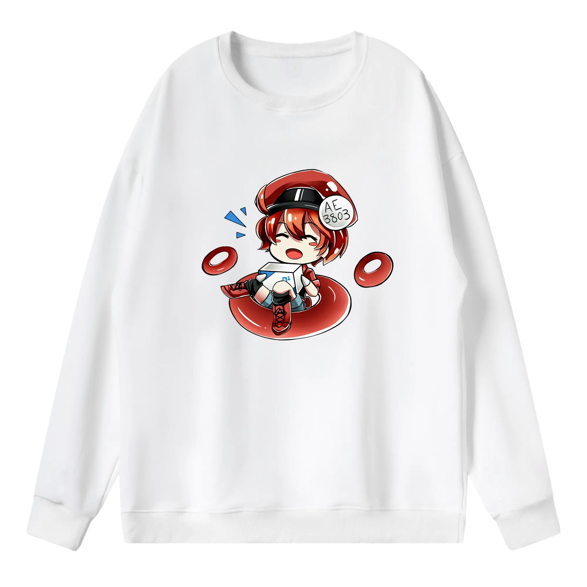 はたらく細胞 グッズ,赤血球 - 薄手 クルーネック スウェット 裏毛260g · ポリエステル 春秋向け カジュアル 男女兼用 · トレーナー デイリー スポーツ 散歩に最適