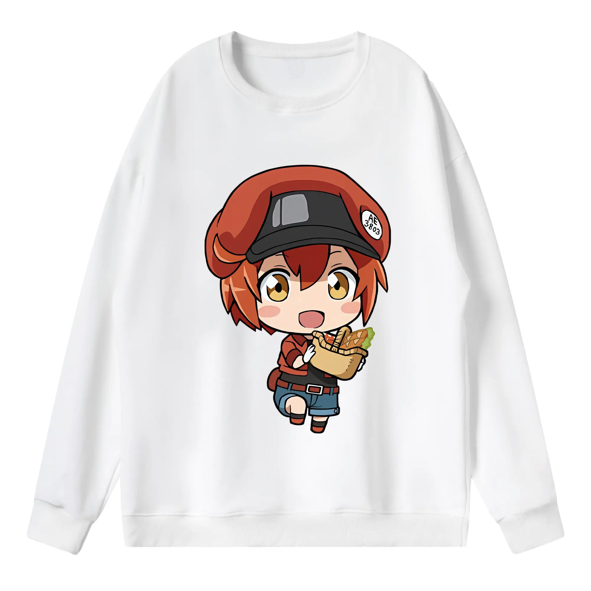 はたらく細胞 グッズ,赤血球 - 薄手 クルーネック スウェット 裏毛260g · ポリエステル 春秋向け カジュアル 男女兼用 · トレーナー デイリー スポーツ 散歩に最適