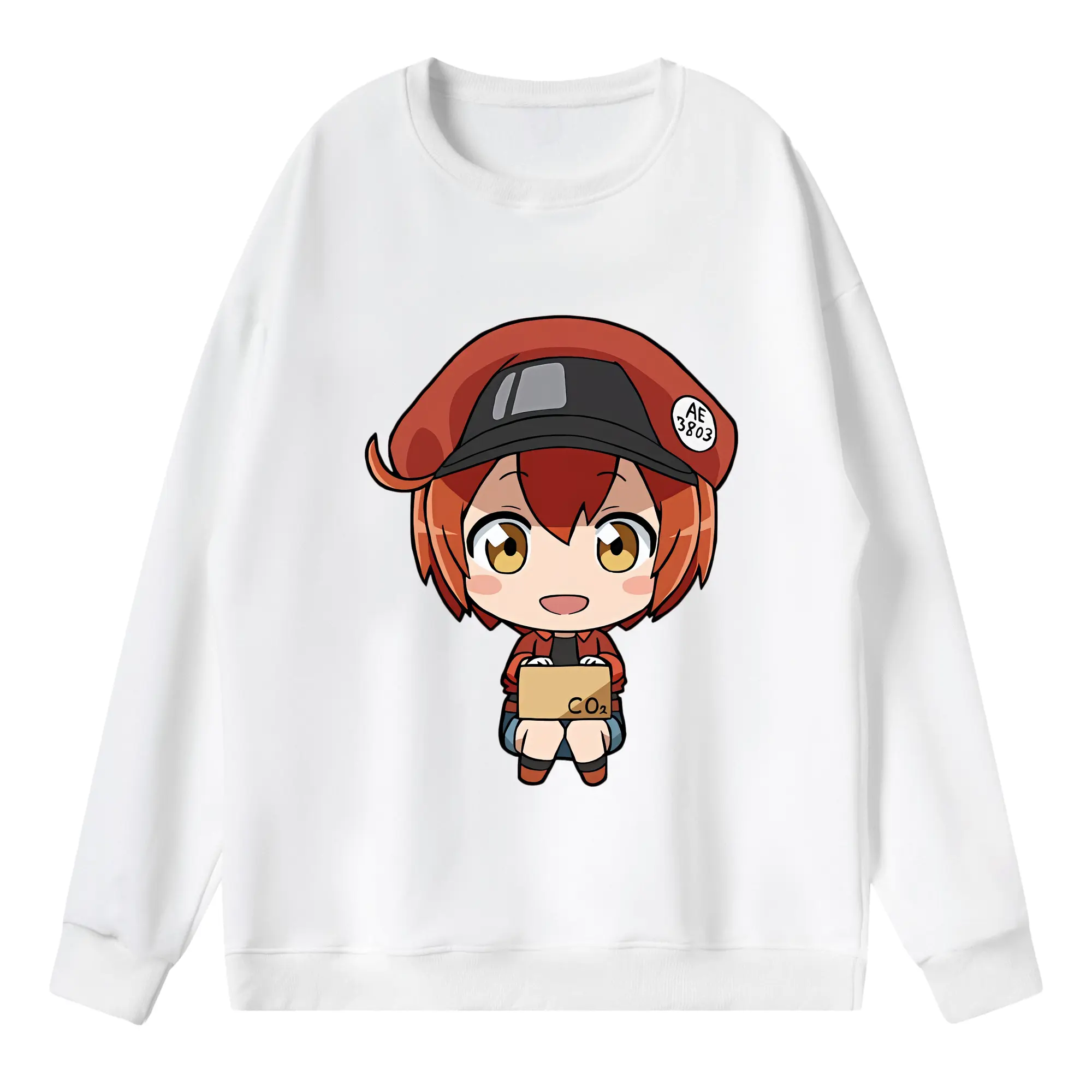 はたらく細胞 グッズ,赤血球 - 薄手 クルーネック スウェット 裏毛260g · ポリエステル 春秋向け カジュアル 男女兼用 · トレーナー デイリー スポーツ 散歩に最適