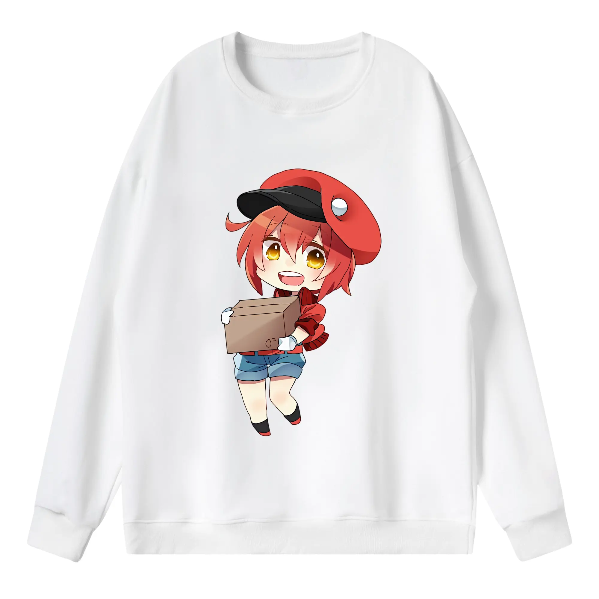 はたらく細胞 グッズ,赤血球 - 薄手 クルーネック スウェット 裏毛260g · ポリエステル 春秋向け カジュアル 男女兼用 · トレーナー デイリー スポーツ 散歩に最適