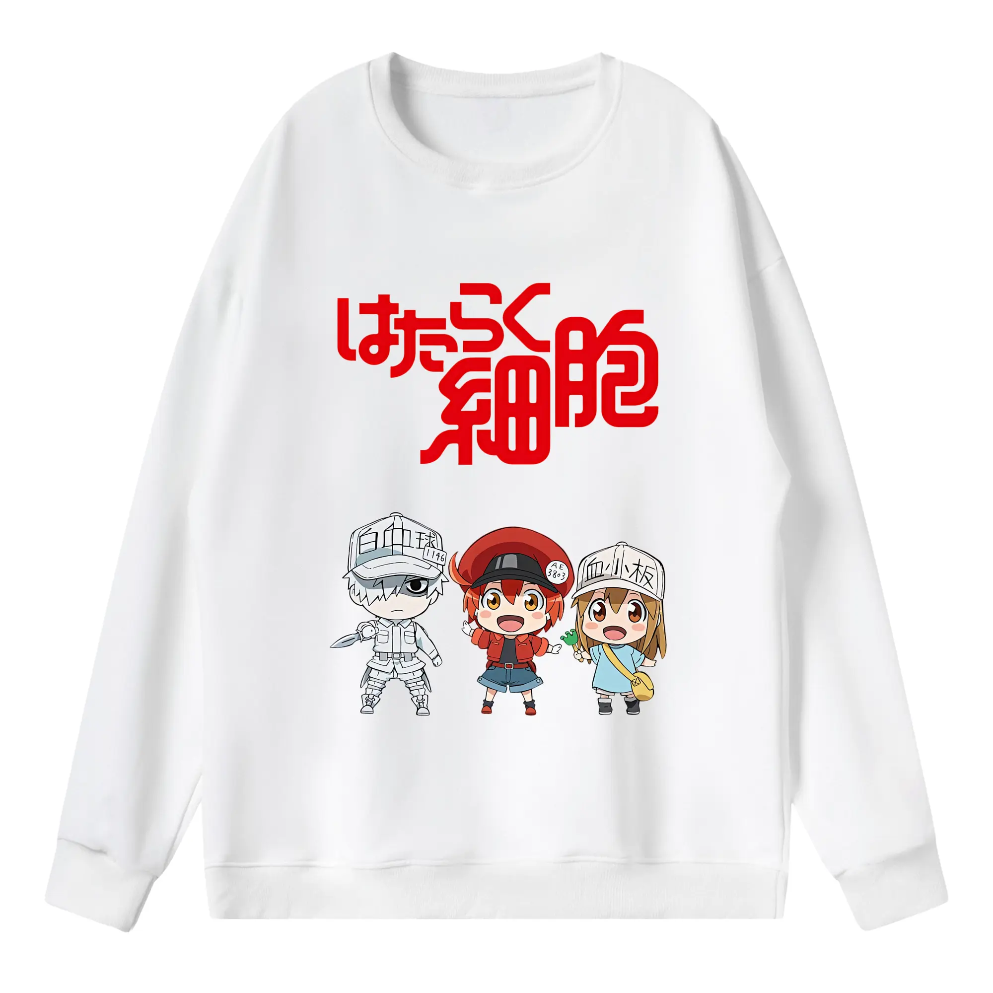 はたらく細胞 グッズ,赤血球 - 薄手 クルーネック スウェット 裏毛260g · ポリエステル 春秋向け カジュアル 男女兼用 · トレーナー デイリー スポーツ 散歩に最適