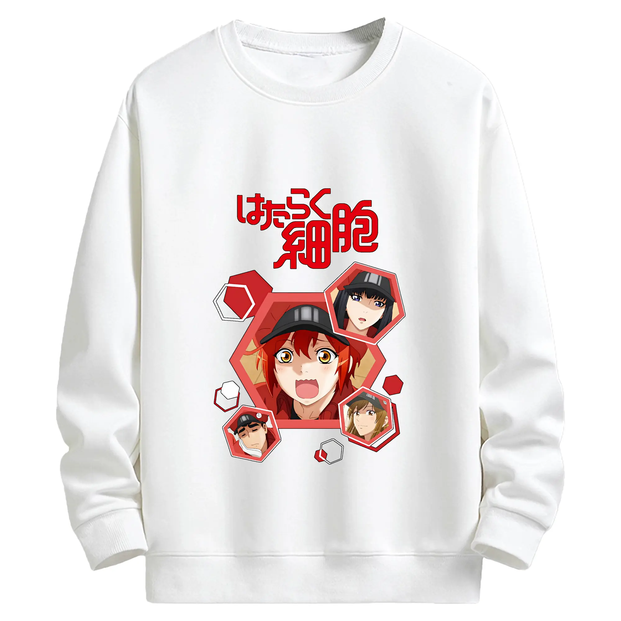 はたらく細胞 グッズ,赤血球 - キッズ クルーネックスウェットシャツ ・ フロントプリント ・ 綿80％ ポリエステル20％ ・ 快適 通学 スポーツ 日常使い お散歩用