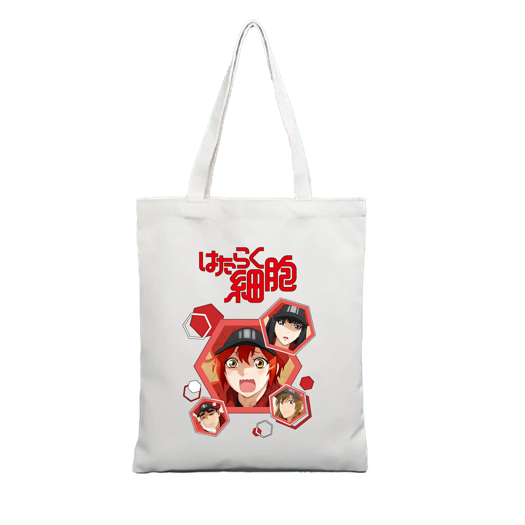 はたらく細胞 グッズ,赤血球 - 縦型キャンバス手提げバッグ（トートバッグ） ・ キャンバス素材 ・ ショッピング用 ・ 軽量 丈夫 お手入れ簡単