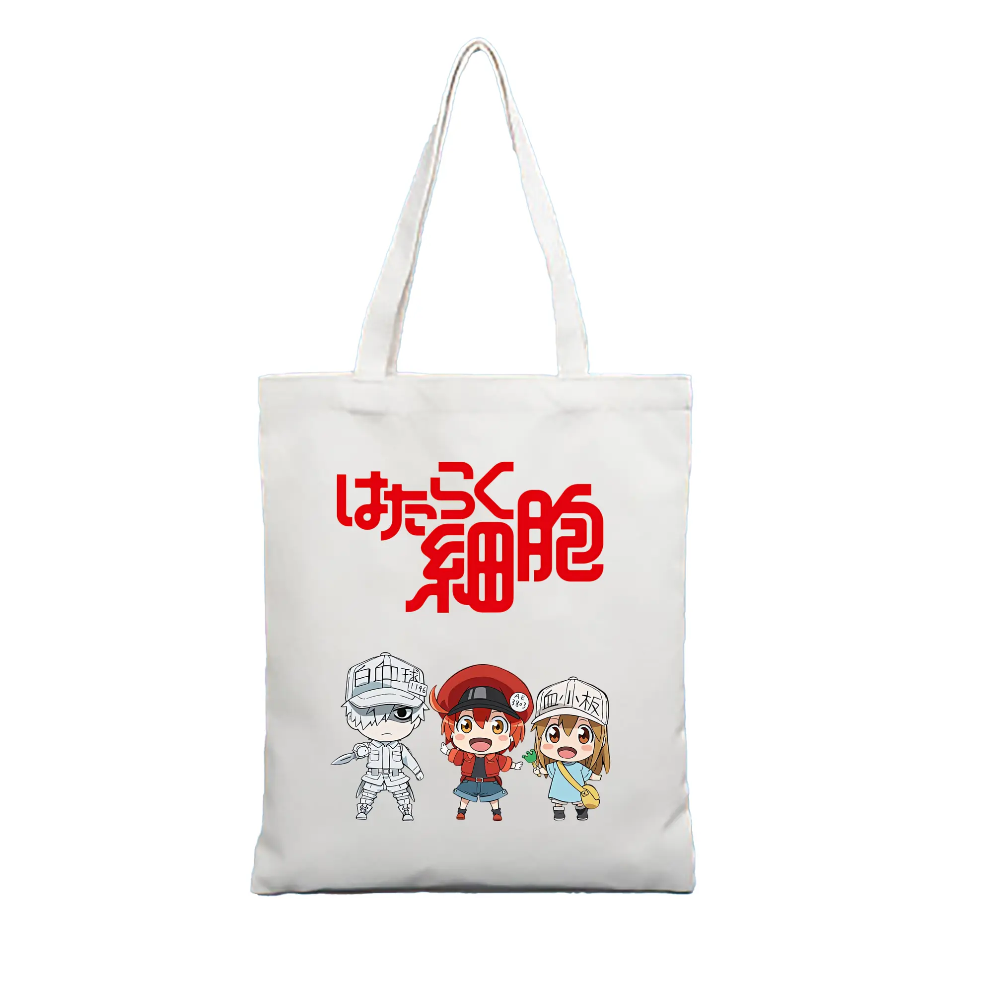はたらく細胞 グッズ,赤血球 - 縦型キャンバス手提げバッグ（トートバッグ） ・ キャンバス素材 ・ ショッピング用 ・ 軽量 丈夫 お手入れ簡単