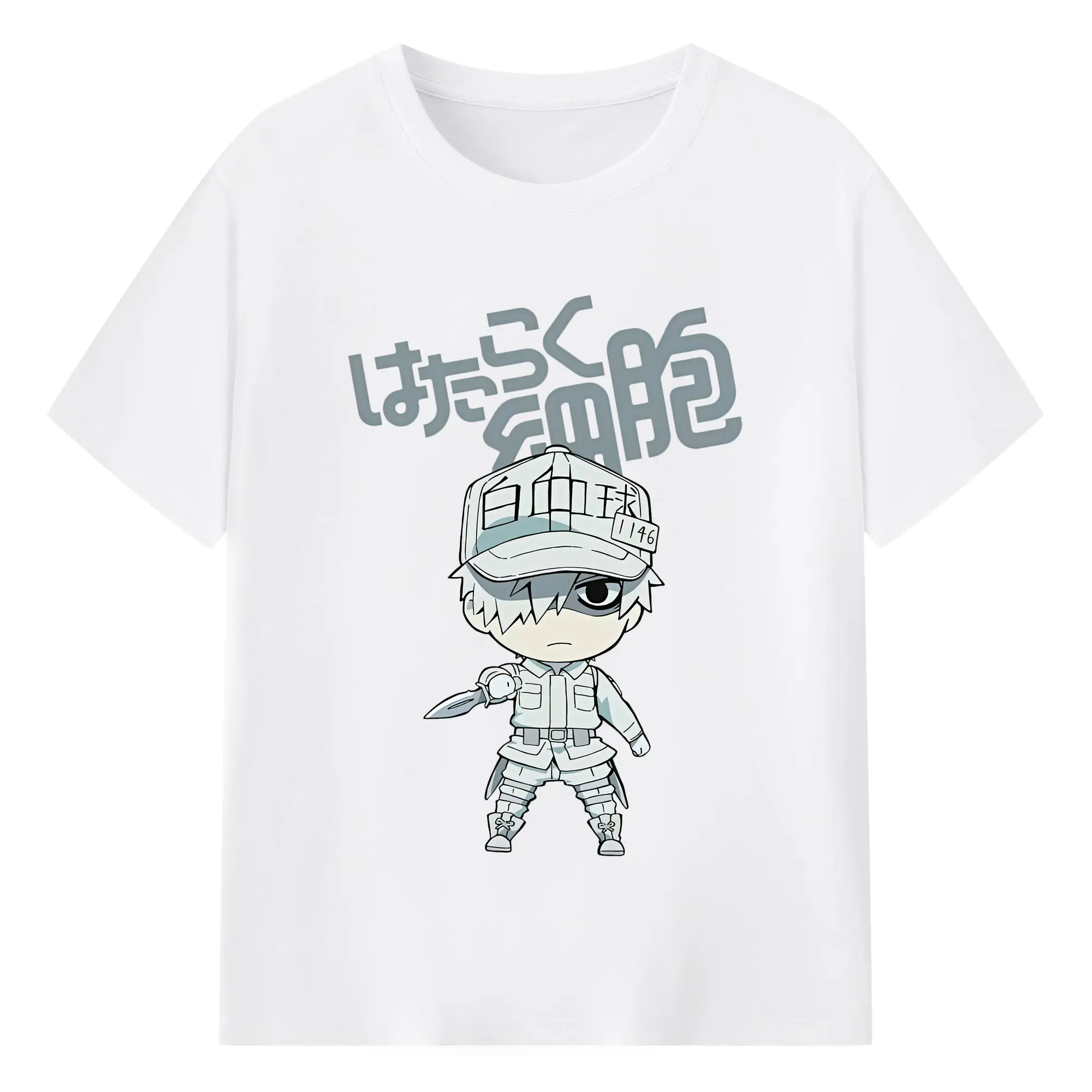 はたらく細胞 グッズ,白血球 - 綿100％ 半袖Tシャツ ・ フロントプリント ・ 快適 通気性 ・ 日常使い 散歩 スポーツ用