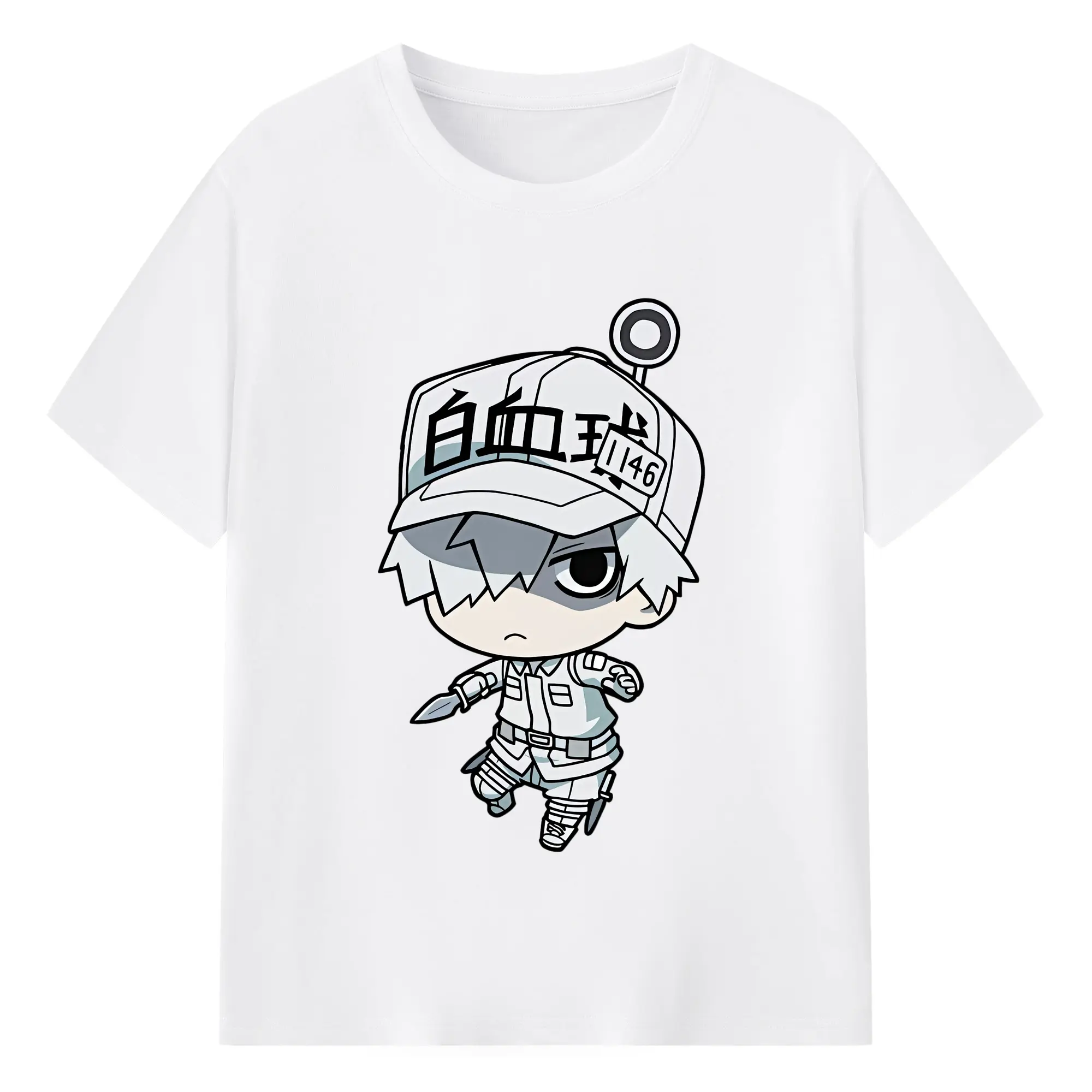 はたらく細胞 グッズ,白血球 - 綿100％ 半袖Tシャツ ・ フロントプリント ・ 快適 通気性 ・ 日常使い 散歩 スポーツ用