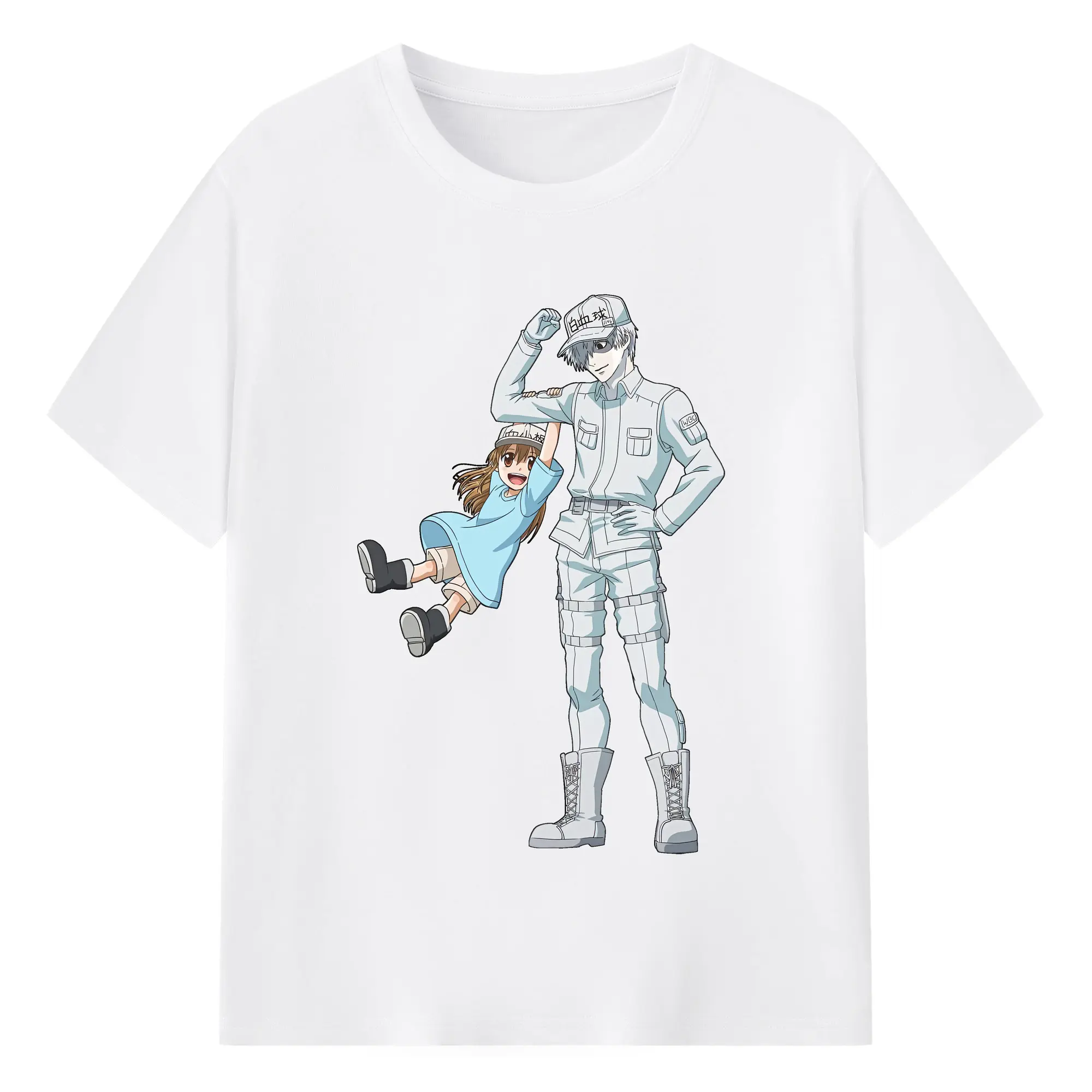 はたらく細胞 グッズ,白血球 - 綿100％ 半袖Tシャツ ・ フロントプリント ・ 快適 通気性 ・ 日常使い 散歩 スポーツ用