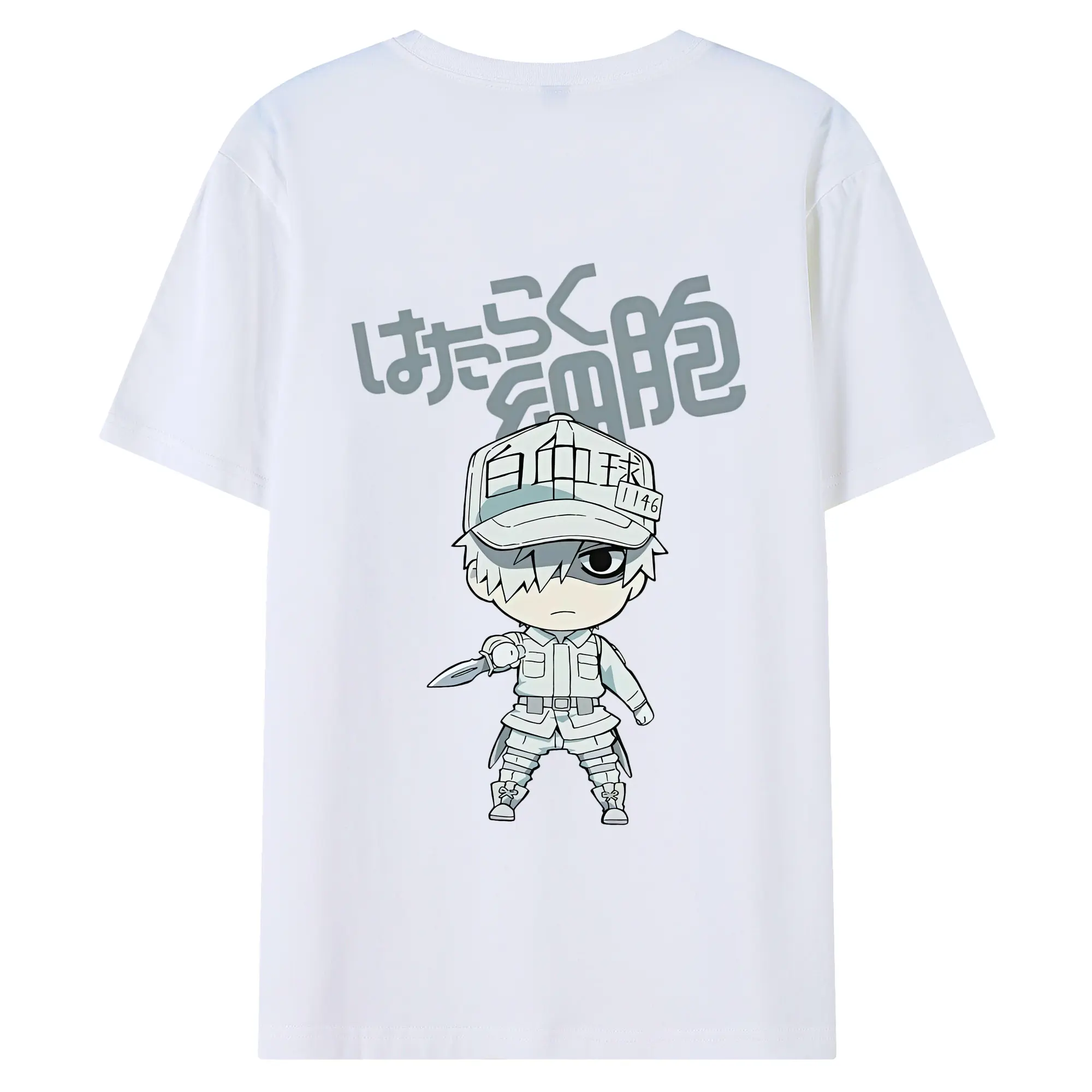 はたらく細胞 グッズ,白血球 - 綿100％ 半袖Tシャツ ・ バックプリント ・ 快適 通気性 ・ 日常使い 散歩 スポーツ用