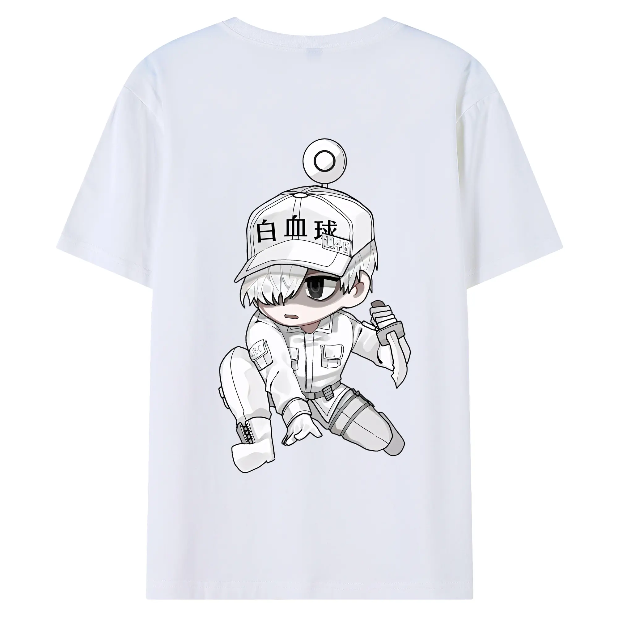 はたらく細胞 グッズ,白血球 - 綿100％ 半袖Tシャツ ・ バックプリント ・ 快適 通気性 ・ 日常使い 散歩 スポーツ用