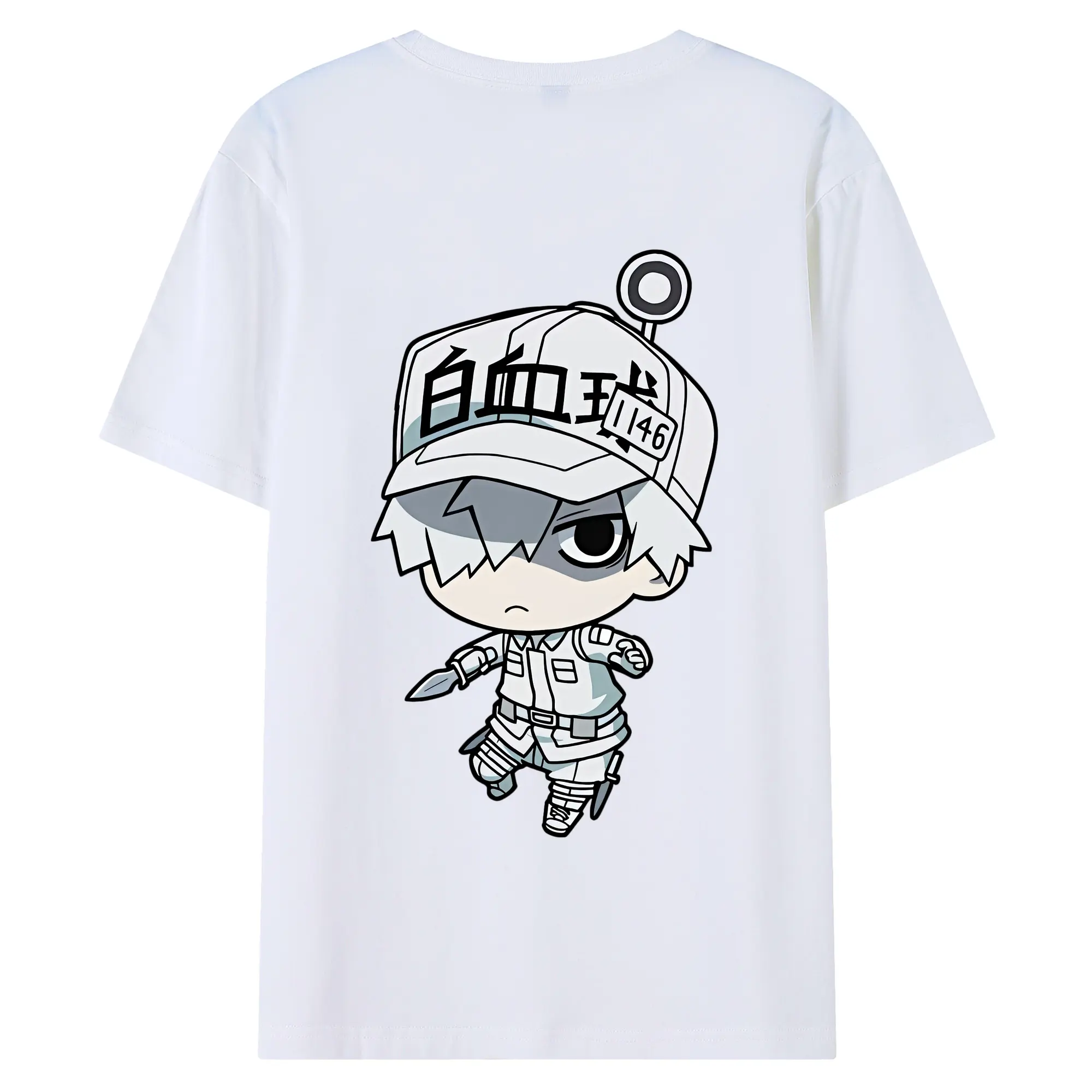 はたらく細胞 グッズ,白血球 - 綿100％ 半袖Tシャツ ・ バックプリント ・ 快適 通気性 ・ 日常使い 散歩 スポーツ用