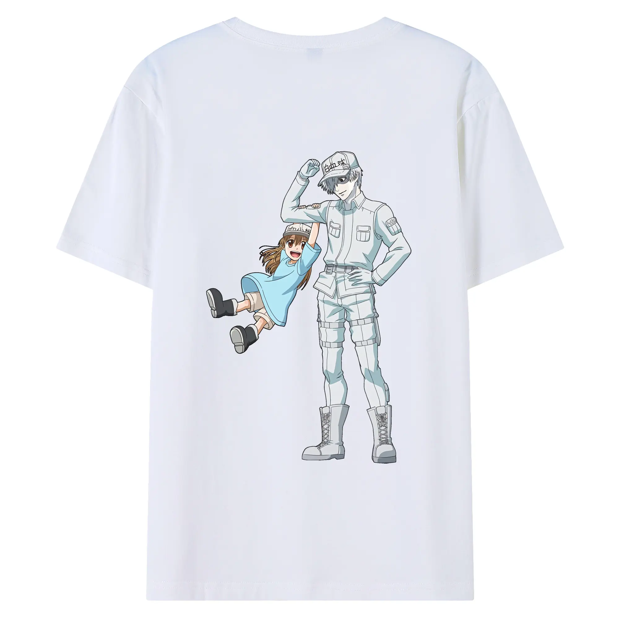 はたらく細胞 グッズ,白血球 - 綿100％ 半袖Tシャツ ・ バックプリント ・ 快適 通気性 ・ 日常使い 散歩 スポーツ用