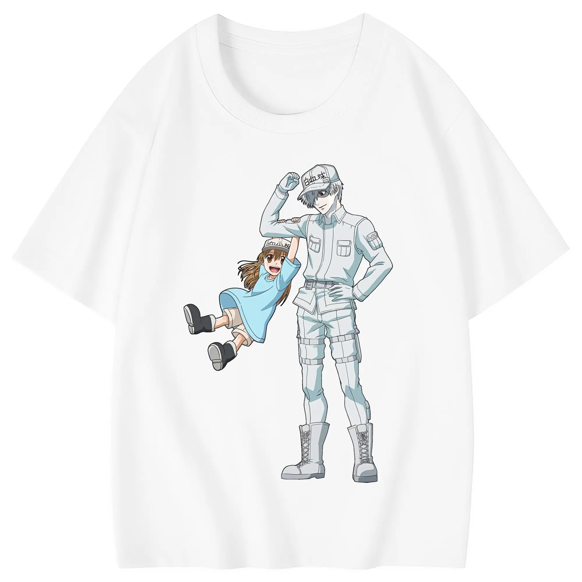 はたらく細胞 グッズ,白血球 - 綿100％ キッズTシャツ ・ フロントプリント ・ 快適 通気性 ・ スポーツ カジュアル 散歩用