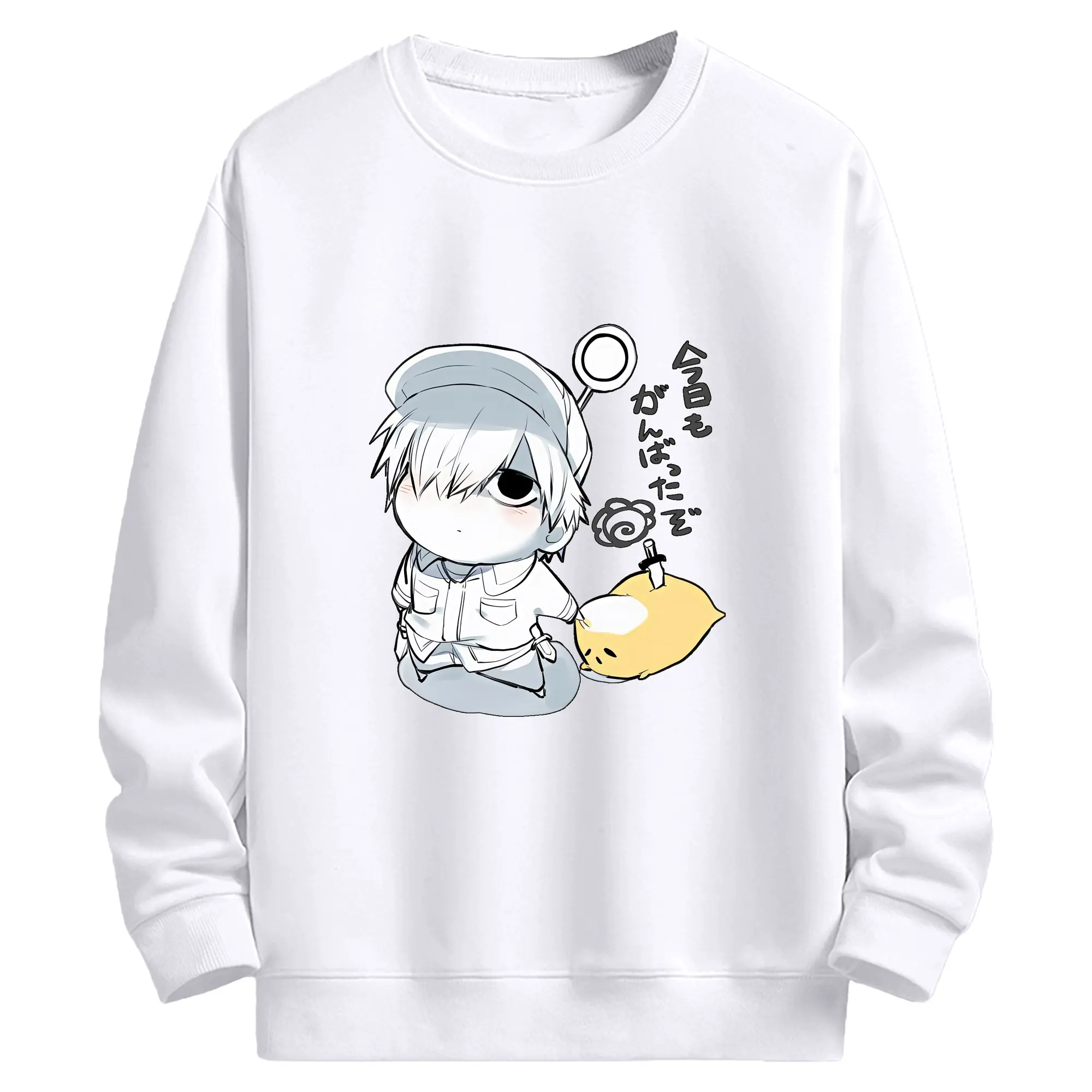 はたらく細胞 グッズ,白血球 - 高品質 クルーネック スウェット ・ コットン59％ ポリエステル41％ ・ ユニセックス 長袖 トレーナー ・ カジュアル デイリー スポーツ 散歩用