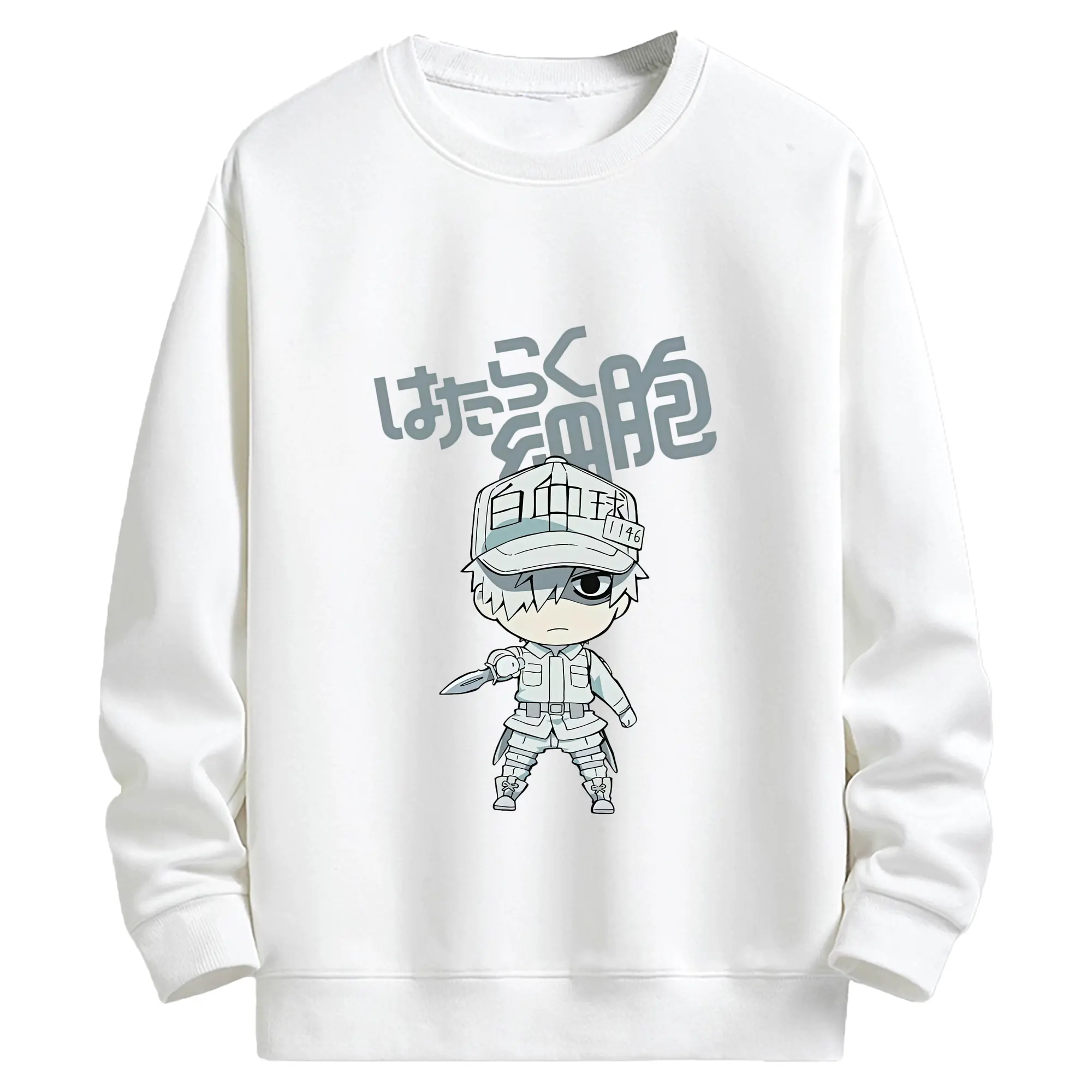 はたらく細胞 グッズ,白血球 - キッズ クルーネックスウェットシャツ ・ フロントプリント ・ 綿80％ ポリエステル20％ ・ 快適 通学 スポーツ 日常使い お散歩用