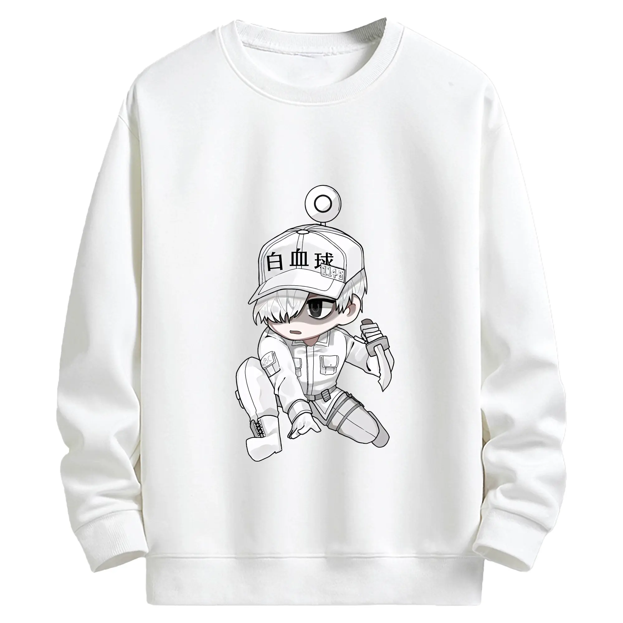 はたらく細胞 グッズ,白血球 - キッズ クルーネックスウェットシャツ ・ フロントプリント ・ 綿80％ ポリエステル20％ ・ 快適 通学 スポーツ 日常使い お散歩用