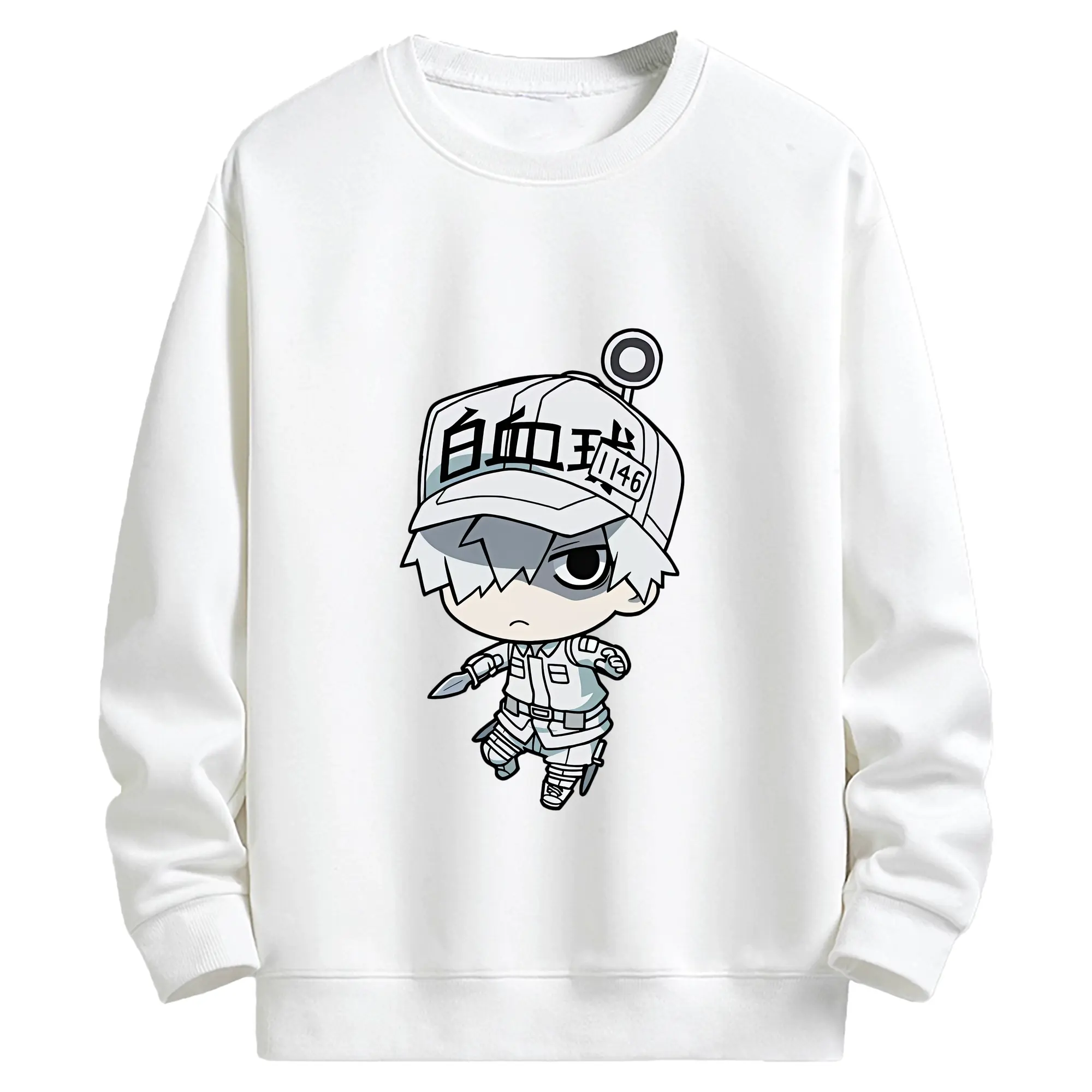 はたらく細胞 グッズ,白血球 - キッズ クルーネックスウェットシャツ ・ フロントプリント ・ 綿80％ ポリエステル20％ ・ 快適 通学 スポーツ 日常使い お散歩用