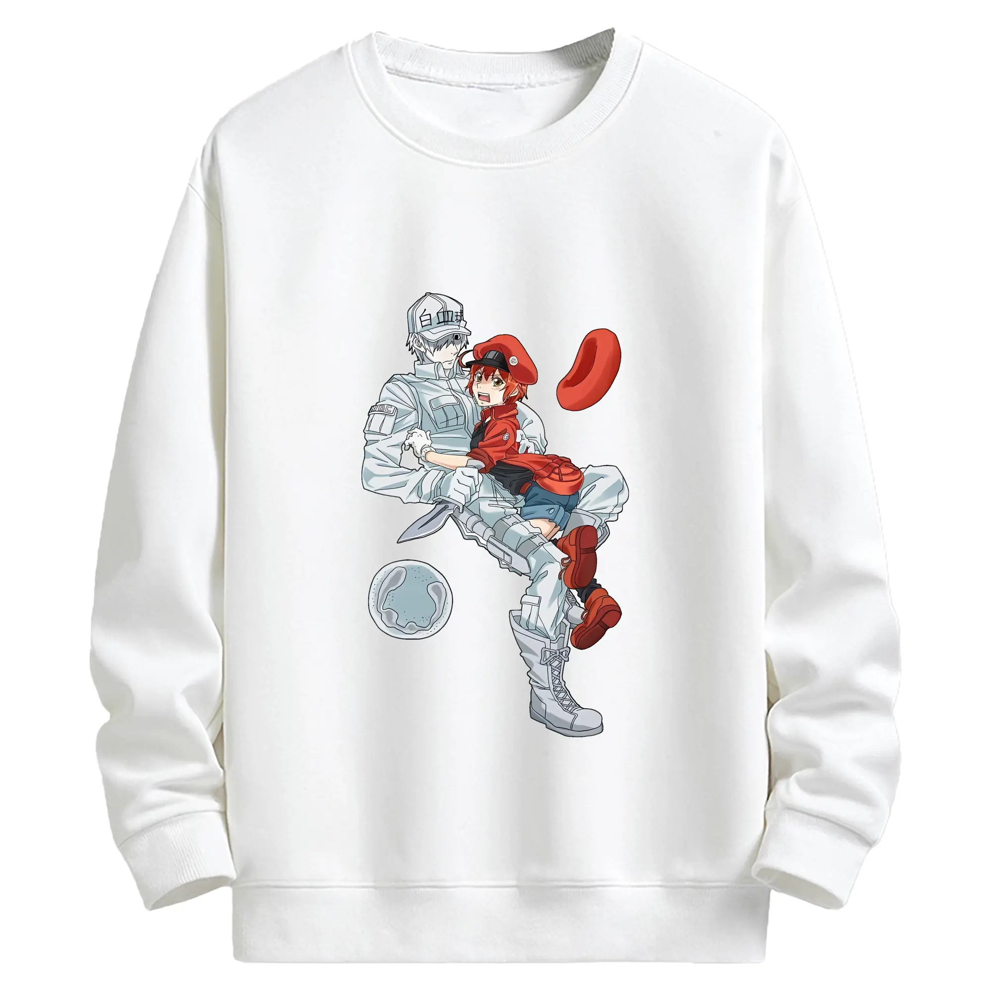 はたらく細胞 グッズ,白血球 - キッズ クルーネックスウェットシャツ ・ フロントプリント ・ 綿80％ ポリエステル20％ ・ 快適 通学 スポーツ 日常使い お散歩用