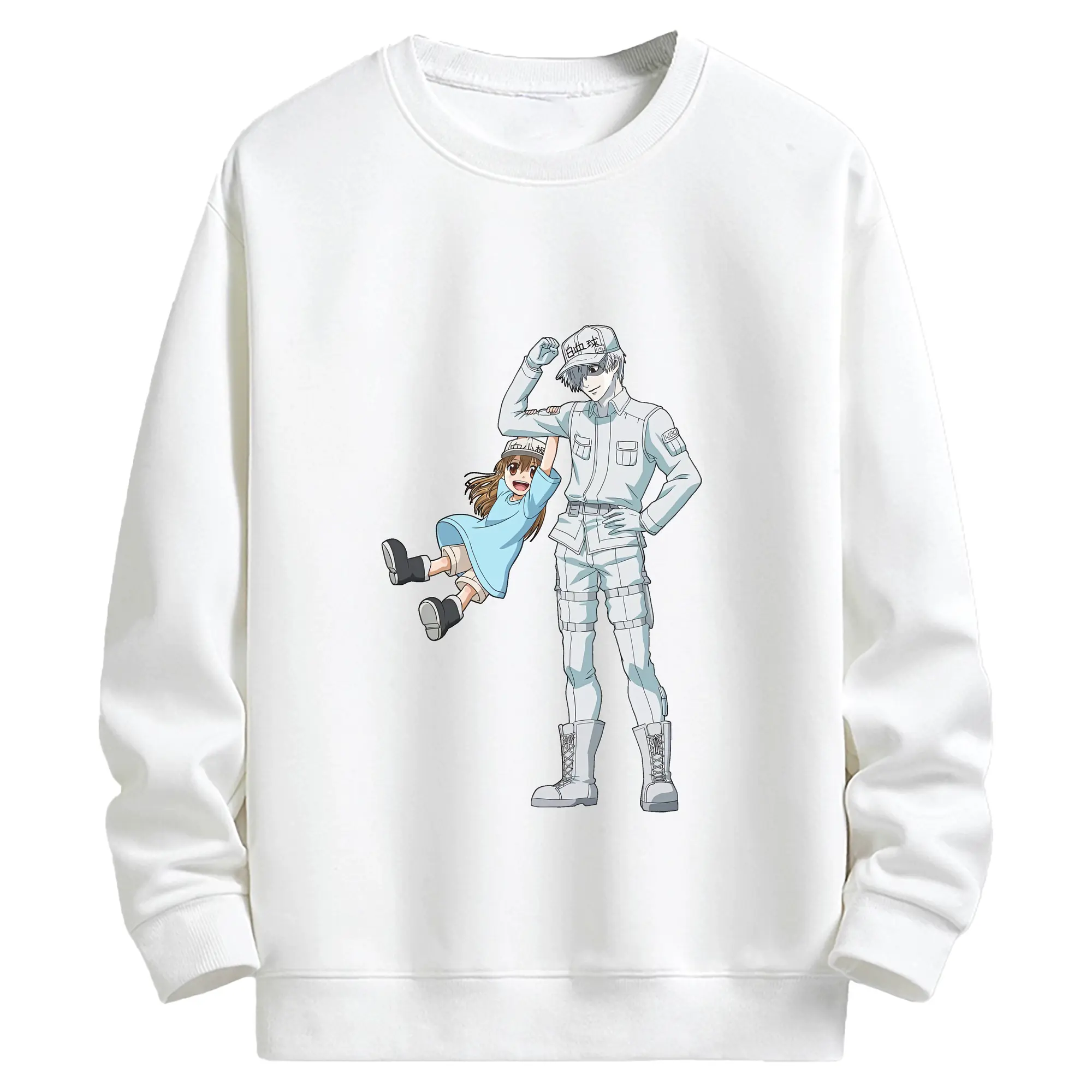 はたらく細胞 グッズ,白血球 - キッズ クルーネックスウェットシャツ ・ フロントプリント ・ 綿80％ ポリエステル20％ ・ 快適 通学 スポーツ 日常使い お散歩用