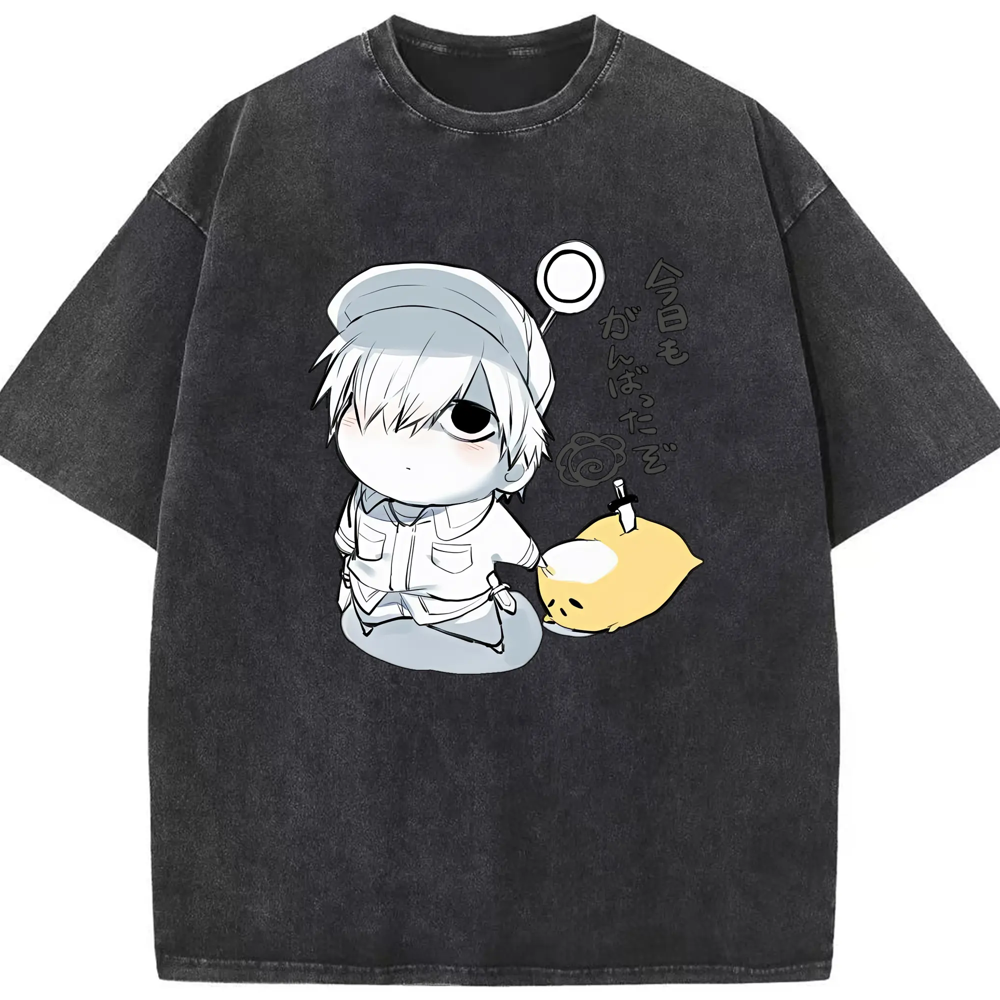はたらく細胞 グッズ,白血球 - 綿100％ ヴィンテージ風 半袖Tシャツ ・ フロントプリント ・ 柔らか肌触り ・ 通気性 快適 ・ スポーツ カジュアル 外出用