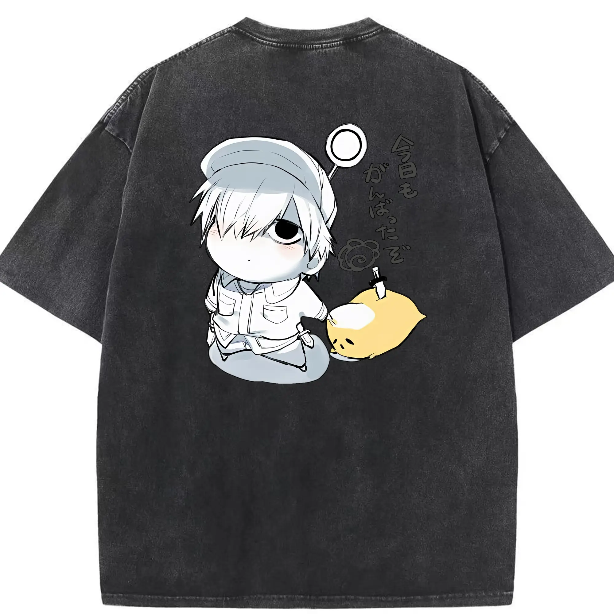 はたらく細胞 グッズ,白血球 - 綿100％ ヴィンテージ風 半袖Tシャツ ・ 背面プリント ・ 柔らか肌触り ・ 通気性 快適 ・ スポーツ カジュアル 外出用