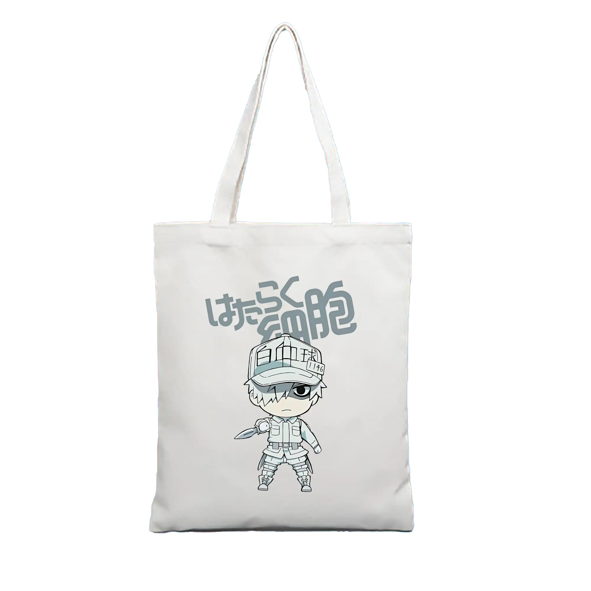 はたらく細胞 グッズ,白血球 - 縦型キャンバス手提げバッグ（トートバッグ） ・ キャンバス素材 ・ ショッピング用 ・ 軽量 丈夫 お手入れ簡単
