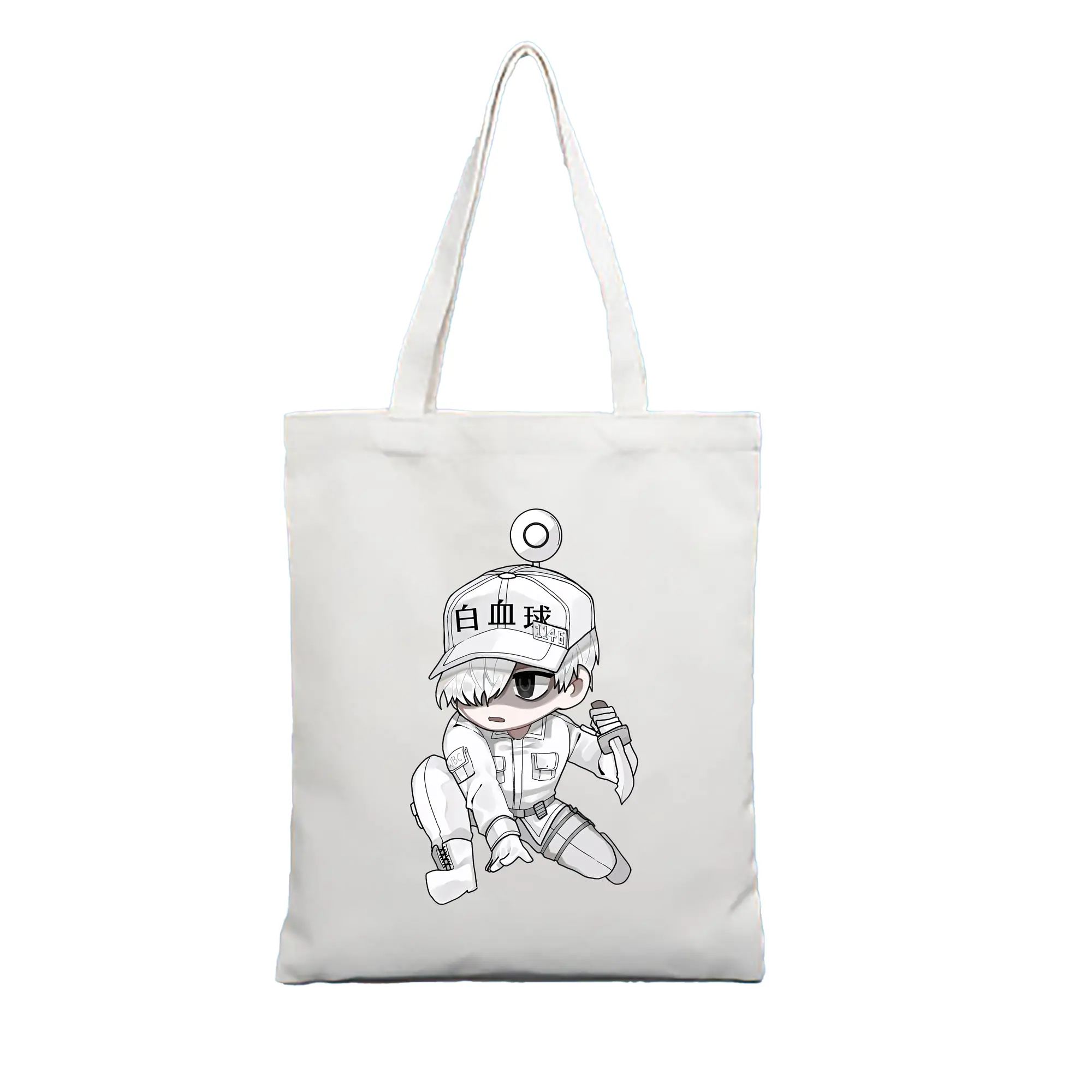 はたらく細胞 グッズ,白血球 - 縦型キャンバス手提げバッグ（トートバッグ） ・ キャンバス素材 ・ ショッピング用 ・ 軽量 丈夫 お手入れ簡単