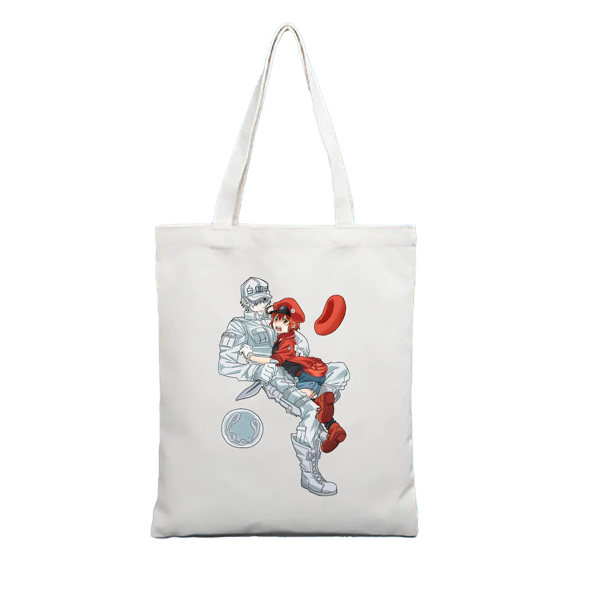 はたらく細胞 グッズ,白血球 - 縦型キャンバス手提げバッグ（トートバッグ） ・ キャンバス素材 ・ ショッピング用 ・ 軽量 丈夫 お手入れ簡単