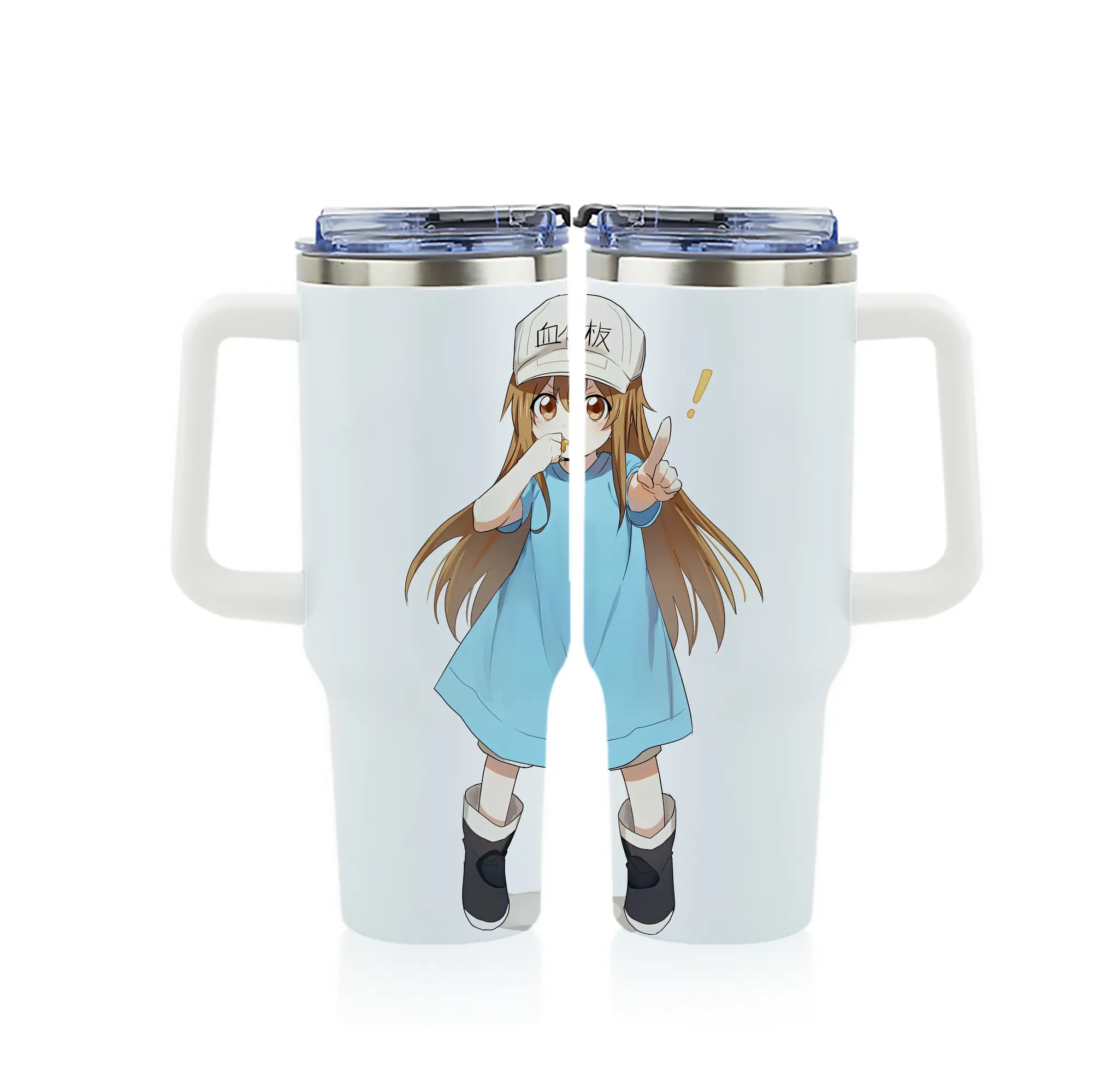 はたらく細胞 グッズ,血小板 - 1200mL フルプリント車用タンブラー ・ 304ステンレス 内側 ・ 201ステンレス 外側 ・ 保温 保冷 ・ 通勤 ドライブ アウトドア用