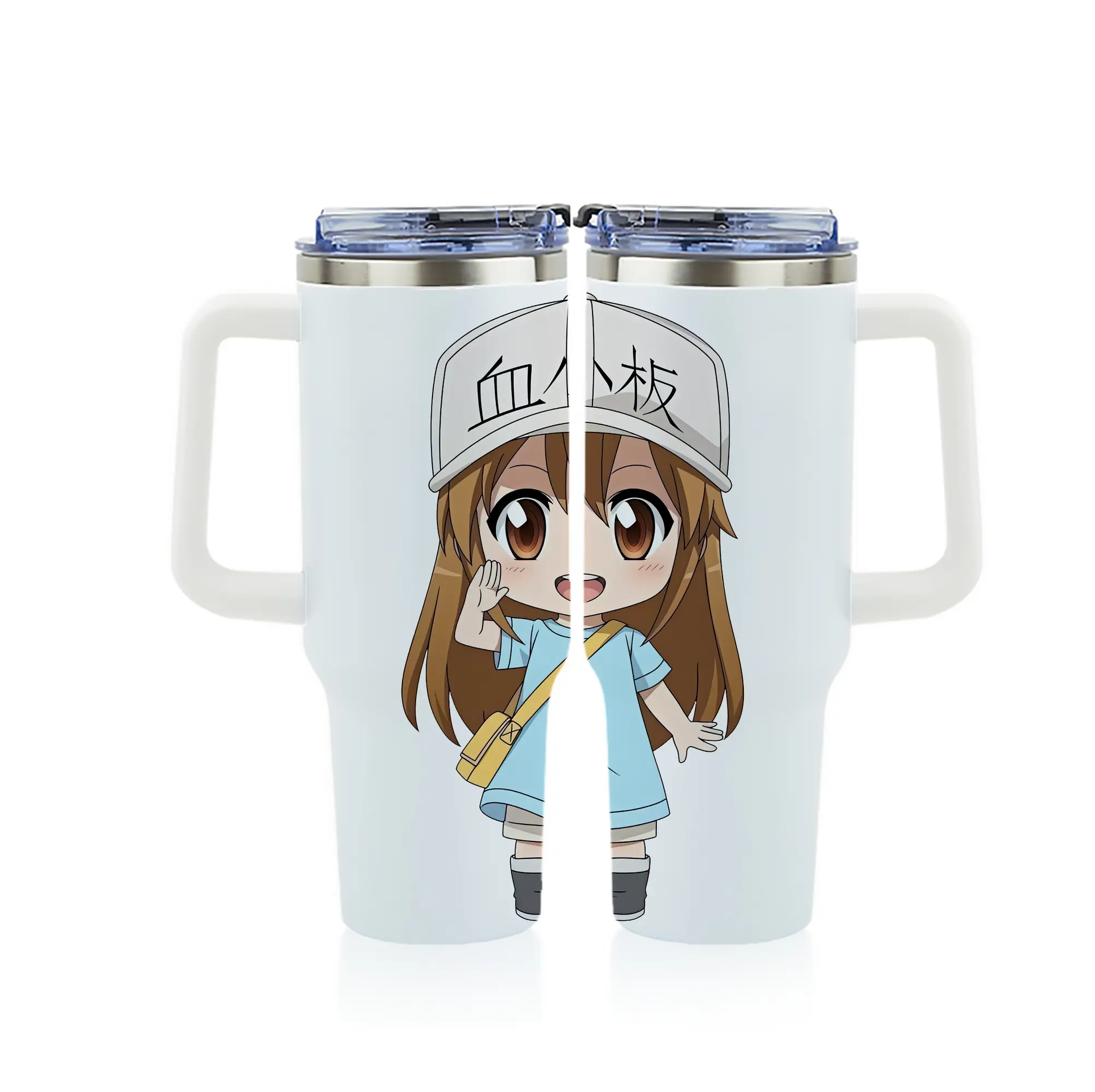 はたらく細胞 グッズ,血小板 - 1200mL フルプリント車用タンブラー ・ 304ステンレス 内側 ・ 201ステンレス 外側 ・ 保温 保冷 ・ 通勤 ドライブ アウトドア用