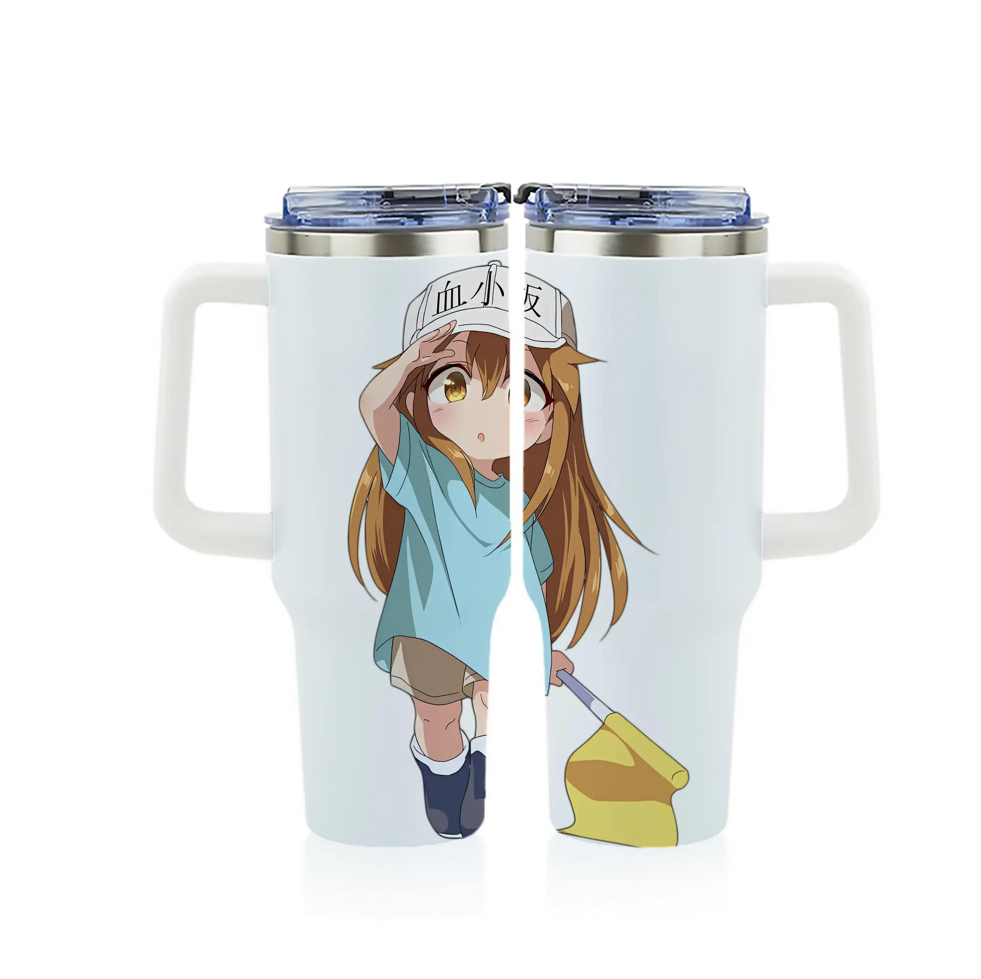 はたらく細胞 グッズ,血小板 - 1200mL フルプリント車用タンブラー ・ 304ステンレス 内側 ・ 201ステンレス 外側 ・ 保温 保冷 ・ 通勤 ドライブ アウトドア用