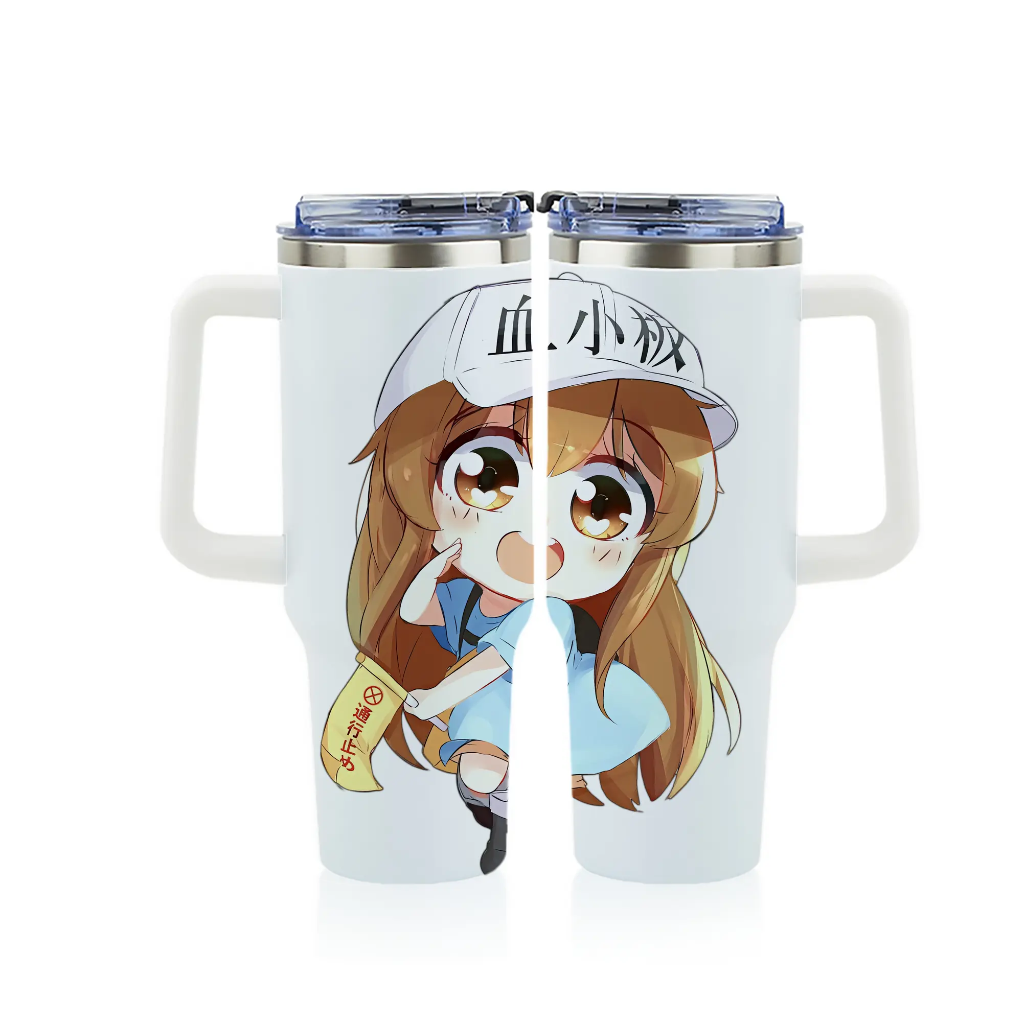 はたらく細胞 グッズ,血小板 - 1200mL フルプリント車用タンブラー ・ 304ステンレス 内側 ・ 201ステンレス 外側 ・ 保温 保冷 ・ 通勤 ドライブ アウトドア用