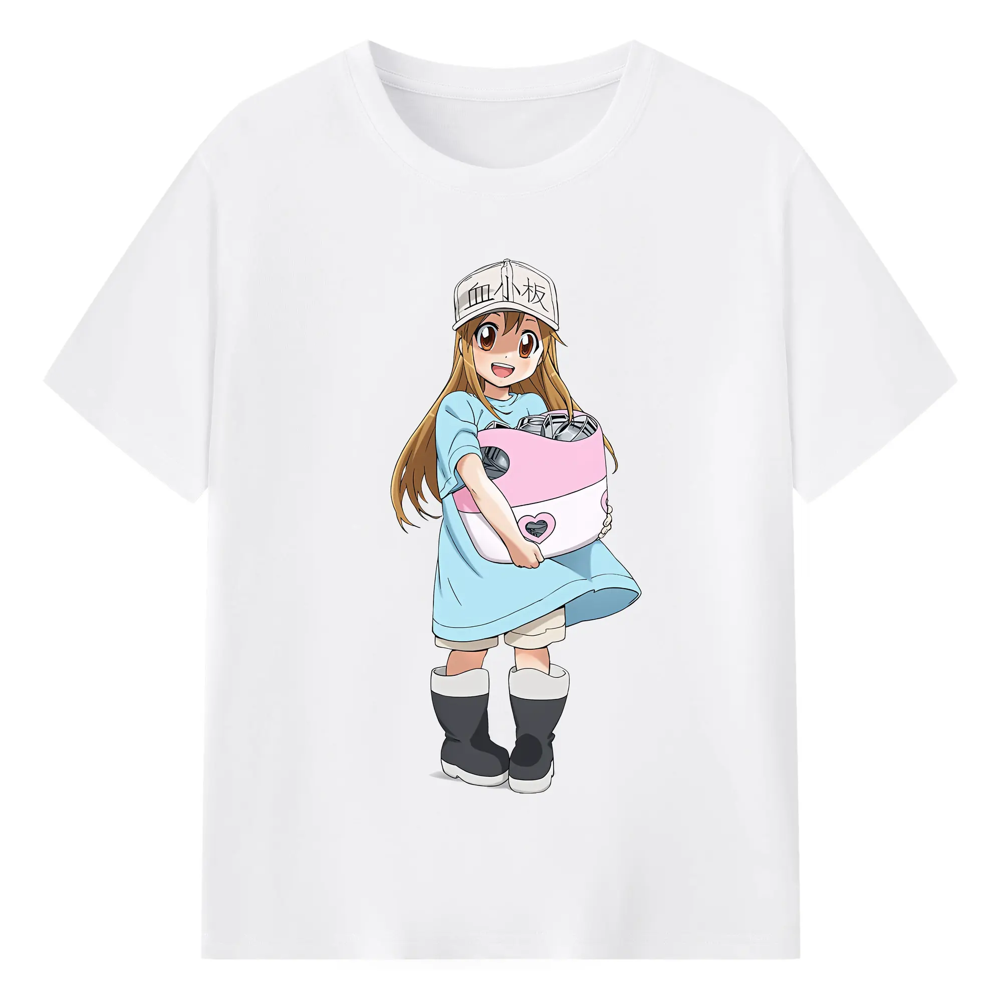 はたらく細胞 グッズ,血小板 - 綿100％ 半袖Tシャツ ・ フロントプリント ・ 快適 通気性 ・ 日常使い 散歩 スポーツ用