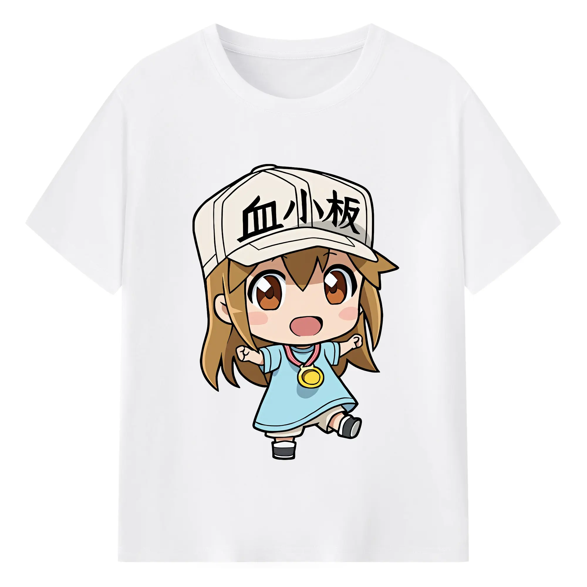 はたらく細胞 グッズ,血小板 - 綿100％ 半袖Tシャツ ・ フロントプリント ・ 快適 通気性 ・ 日常使い 散歩 スポーツ用