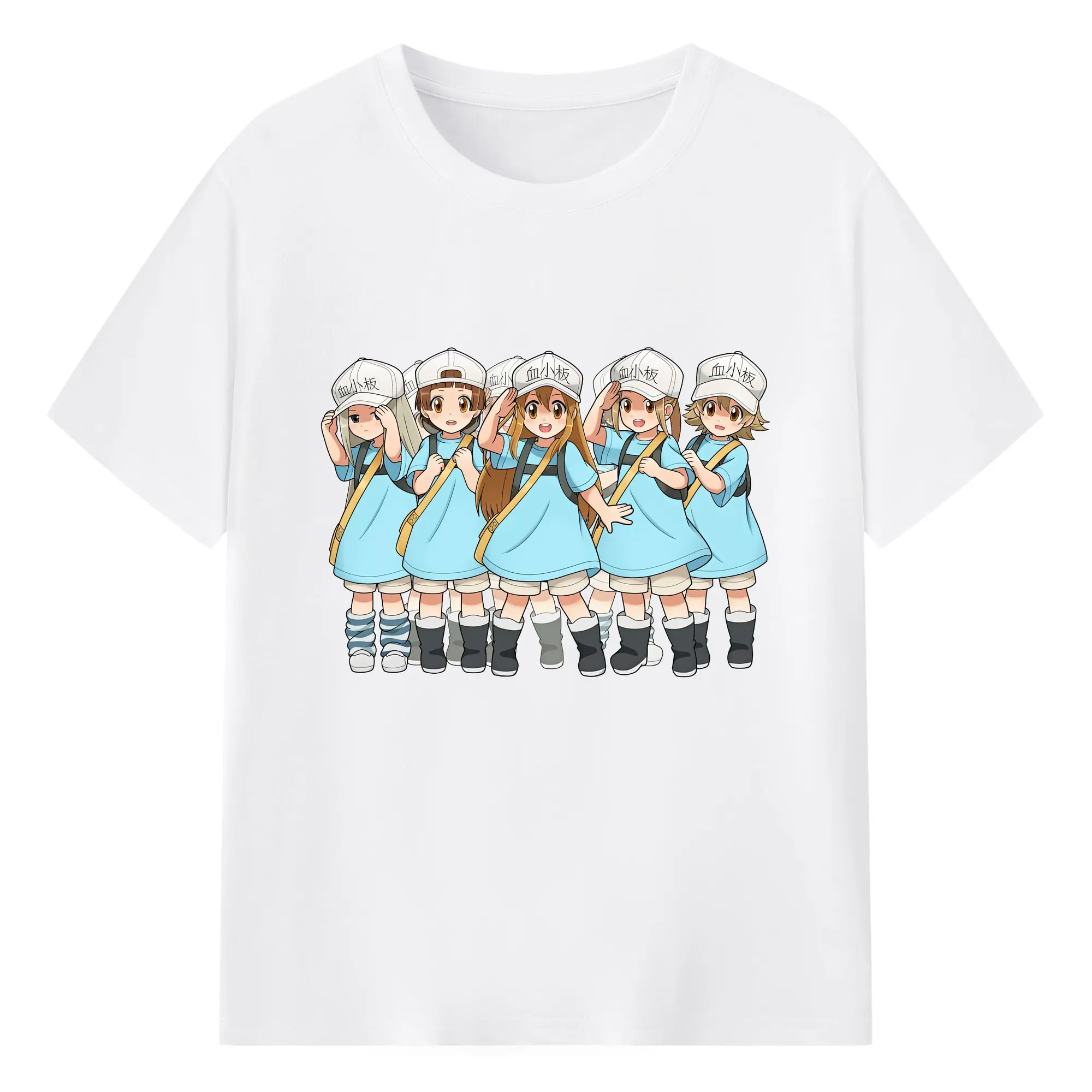 はたらく細胞 グッズ,血小板 - 綿100％ 半袖Tシャツ ・ フロントプリント ・ 快適 通気性 ・ 日常使い 散歩 スポーツ用