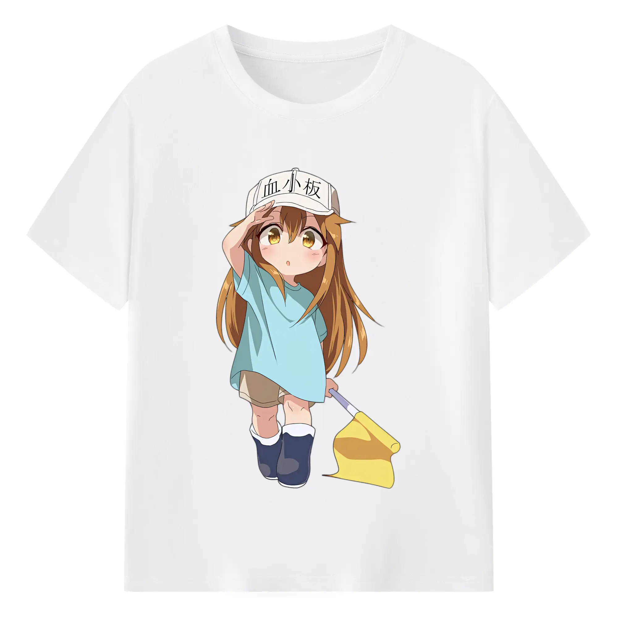 はたらく細胞 グッズ,血小板 - 綿100％ 半袖Tシャツ ・ フロントプリント ・ 快適 通気性 ・ 日常使い 散歩 スポーツ用