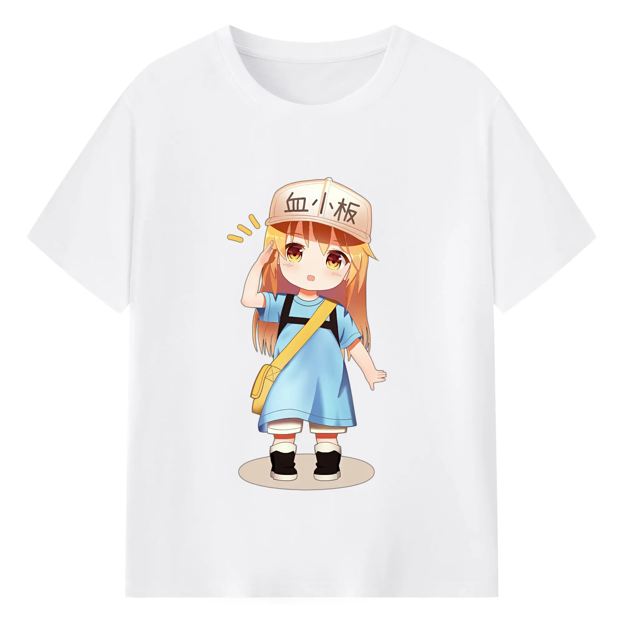 はたらく細胞 グッズ,血小板 - 綿100％ 半袖Tシャツ ・ フロントプリント ・ 快適 通気性 ・ 日常使い 散歩 スポーツ用