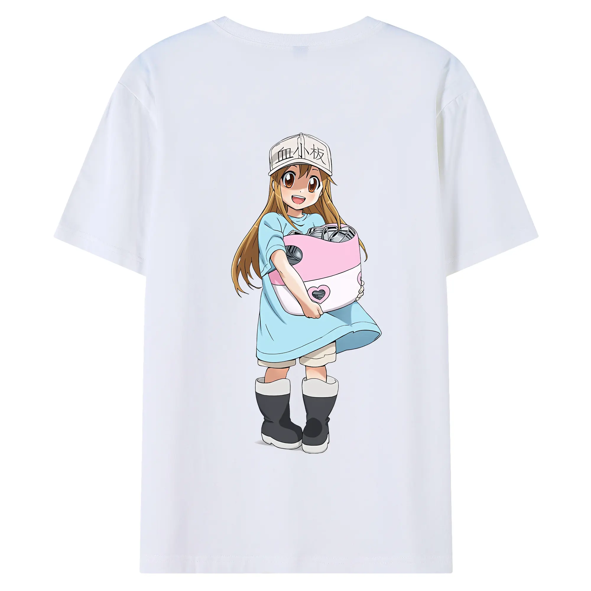 はたらく細胞 グッズ,血小板 - 綿100％ 半袖Tシャツ ・ バックプリント ・ 快適 通気性 ・ 日常使い 散歩 スポーツ用