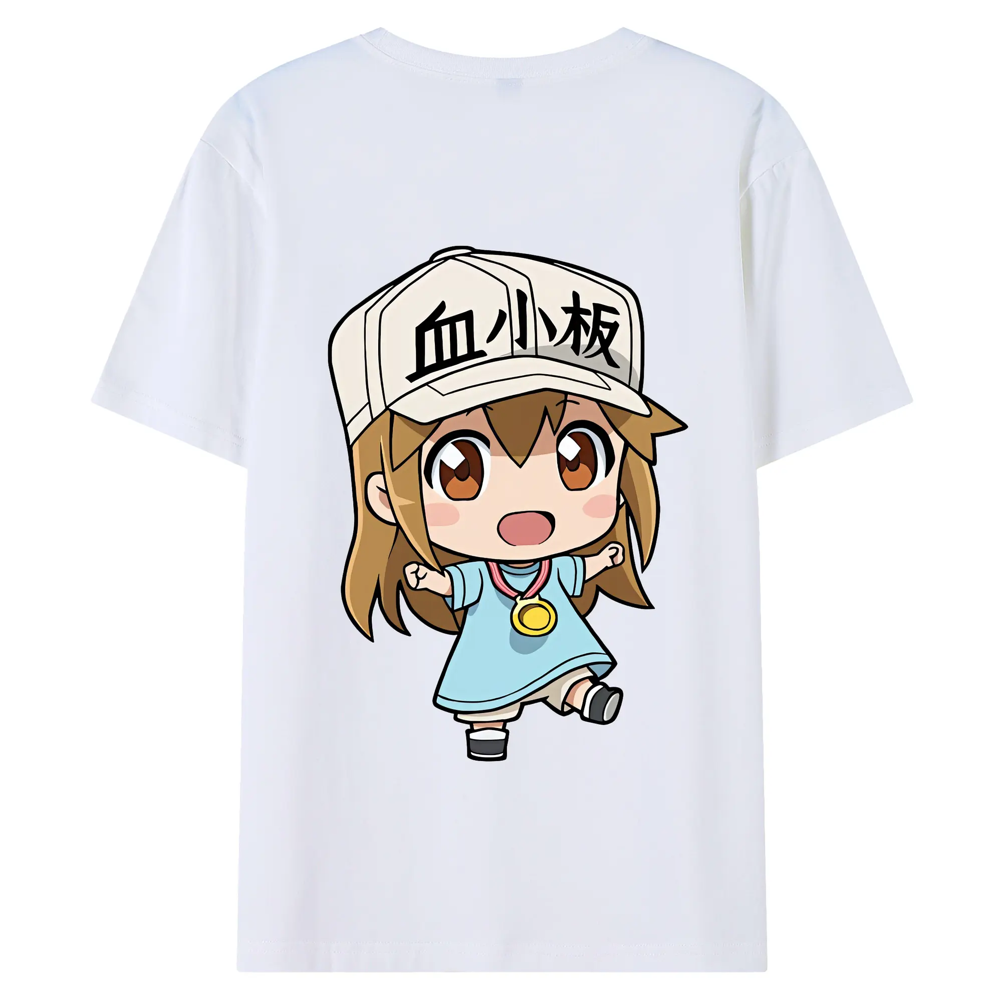 はたらく細胞 グッズ,血小板 - 綿100％ 半袖Tシャツ ・ バックプリント ・ 快適 通気性 ・ 日常使い 散歩 スポーツ用