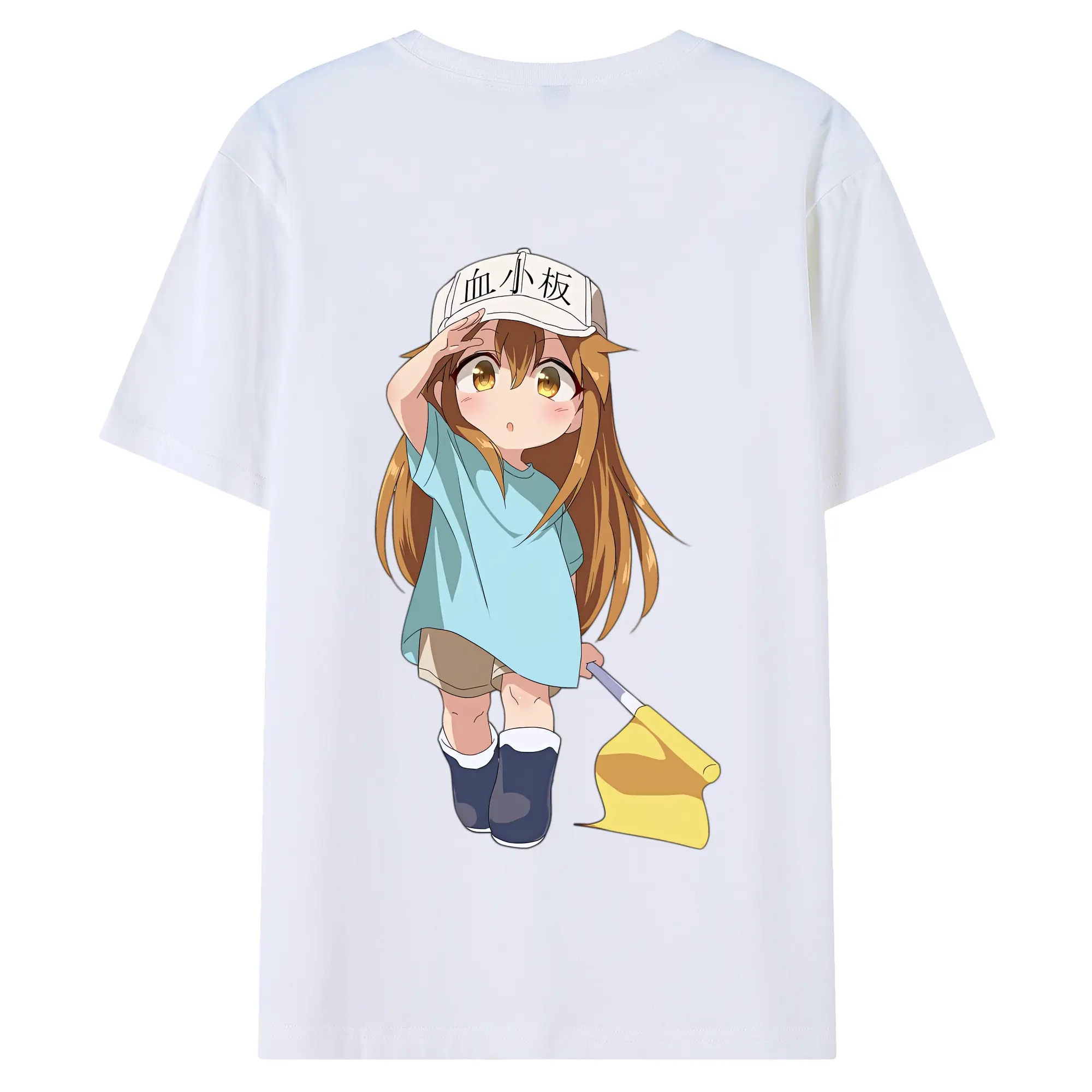 はたらく細胞 グッズ,血小板 - 綿100％ 半袖Tシャツ ・ バックプリント ・ 快適 通気性 ・ 日常使い 散歩 スポーツ用