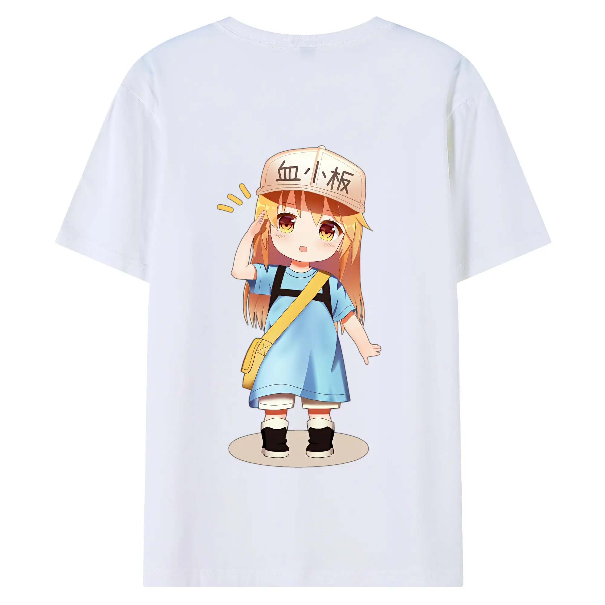 はたらく細胞 グッズ,血小板 - 綿100％ 半袖Tシャツ ・ バックプリント ・ 快適 通気性 ・ 日常使い 散歩 スポーツ用