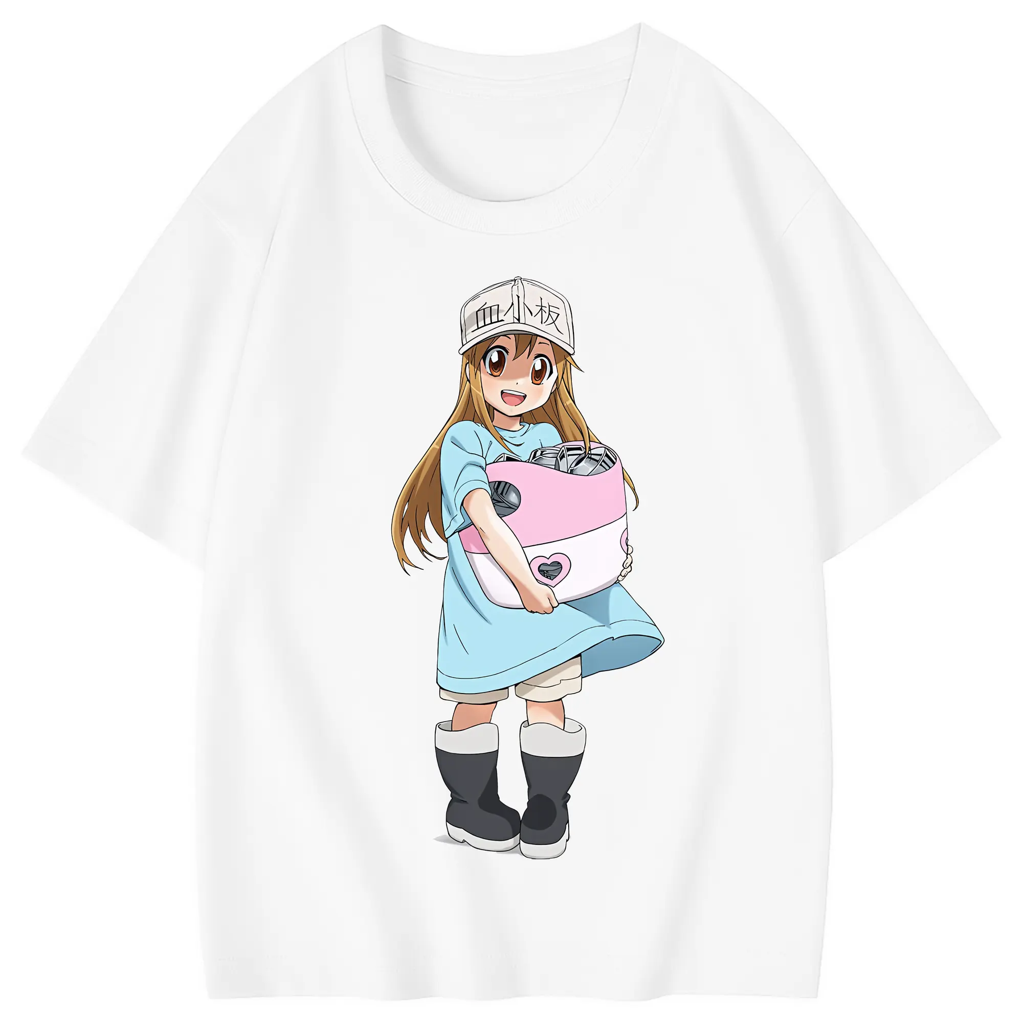 はたらく細胞 グッズ,血小板 - 綿100％ キッズTシャツ ・ フロントプリント ・ 快適 通気性 ・ スポーツ カジュアル 散歩用